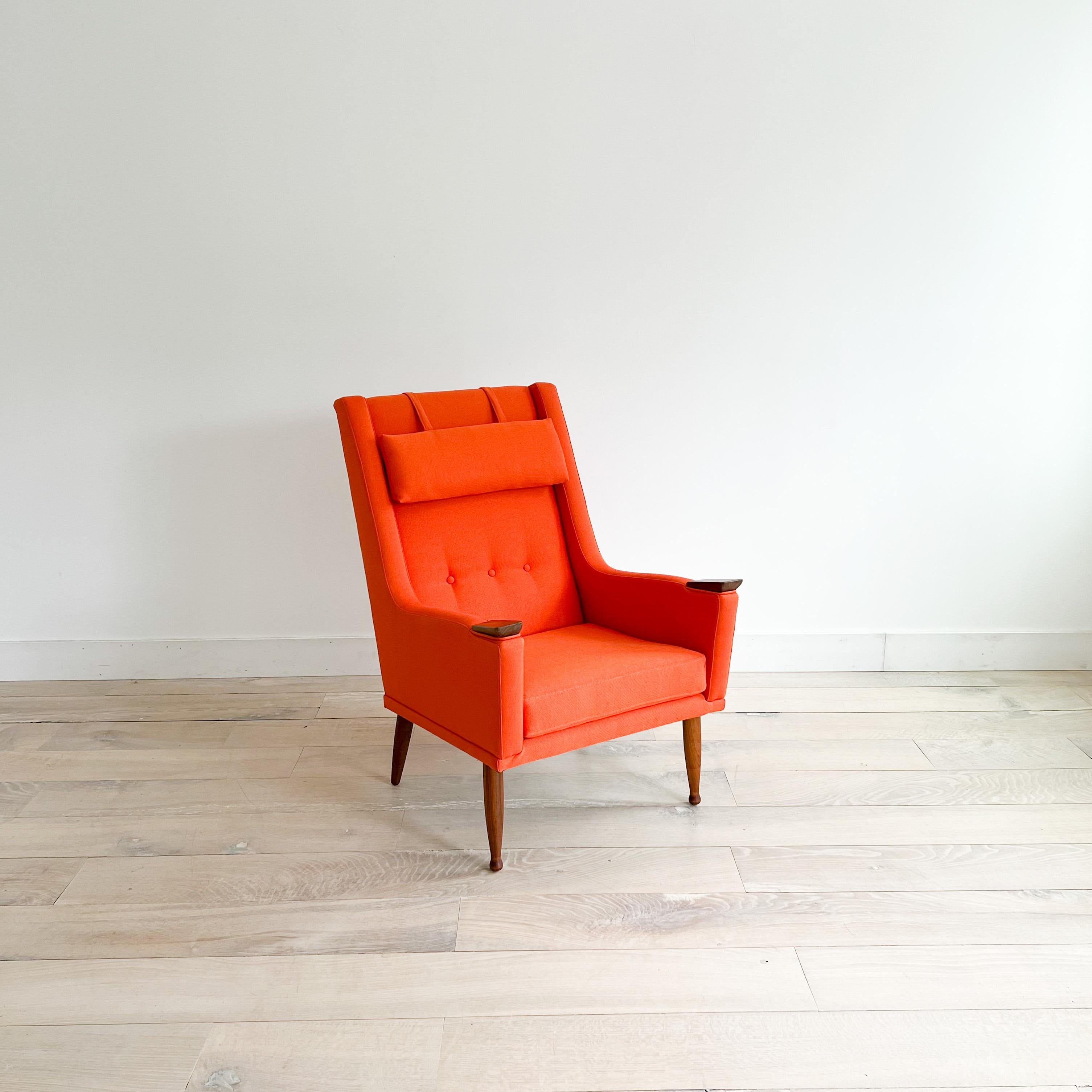 Adrian Pearsall High Back Lounge Chair W/ New Orange Upholstery For