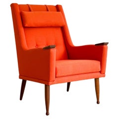 Adrian Pearsall High Back Lounge Chair W/ New Orange Upholstery