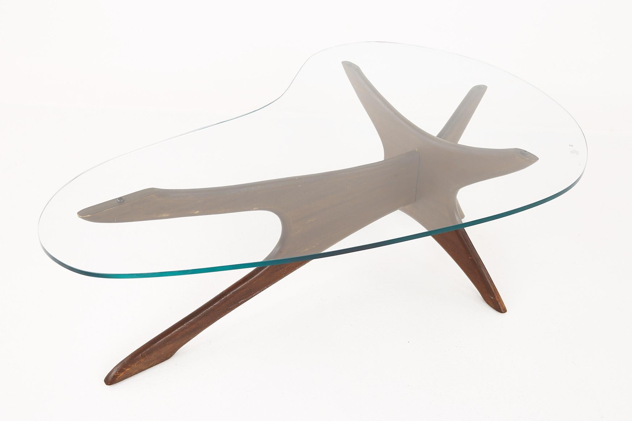 Adrian Pearsall Jacks Mid Century Walnut and Glass Coffee Table 4