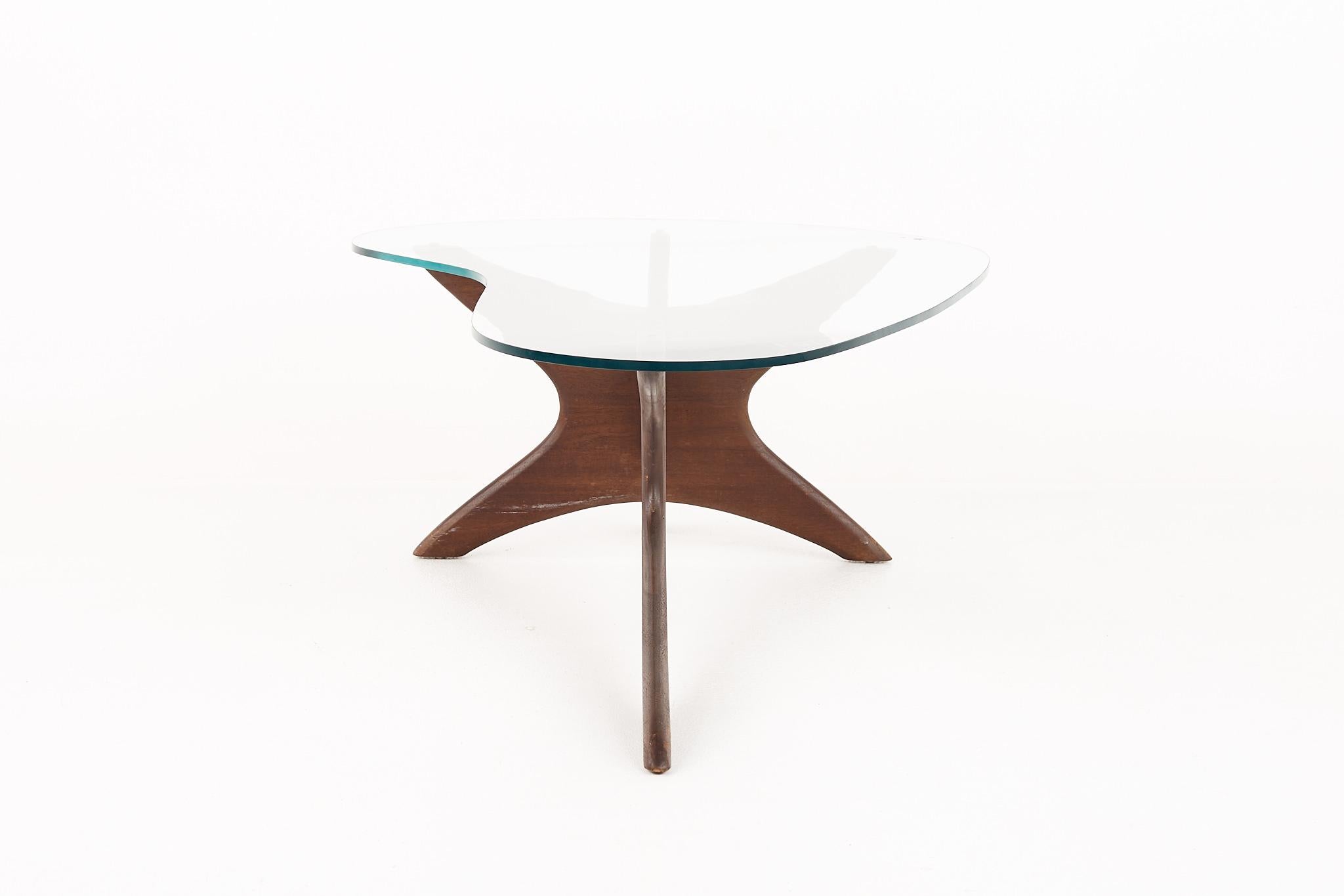 American Adrian Pearsall Jacks Mid Century Walnut and Glass Coffee Table