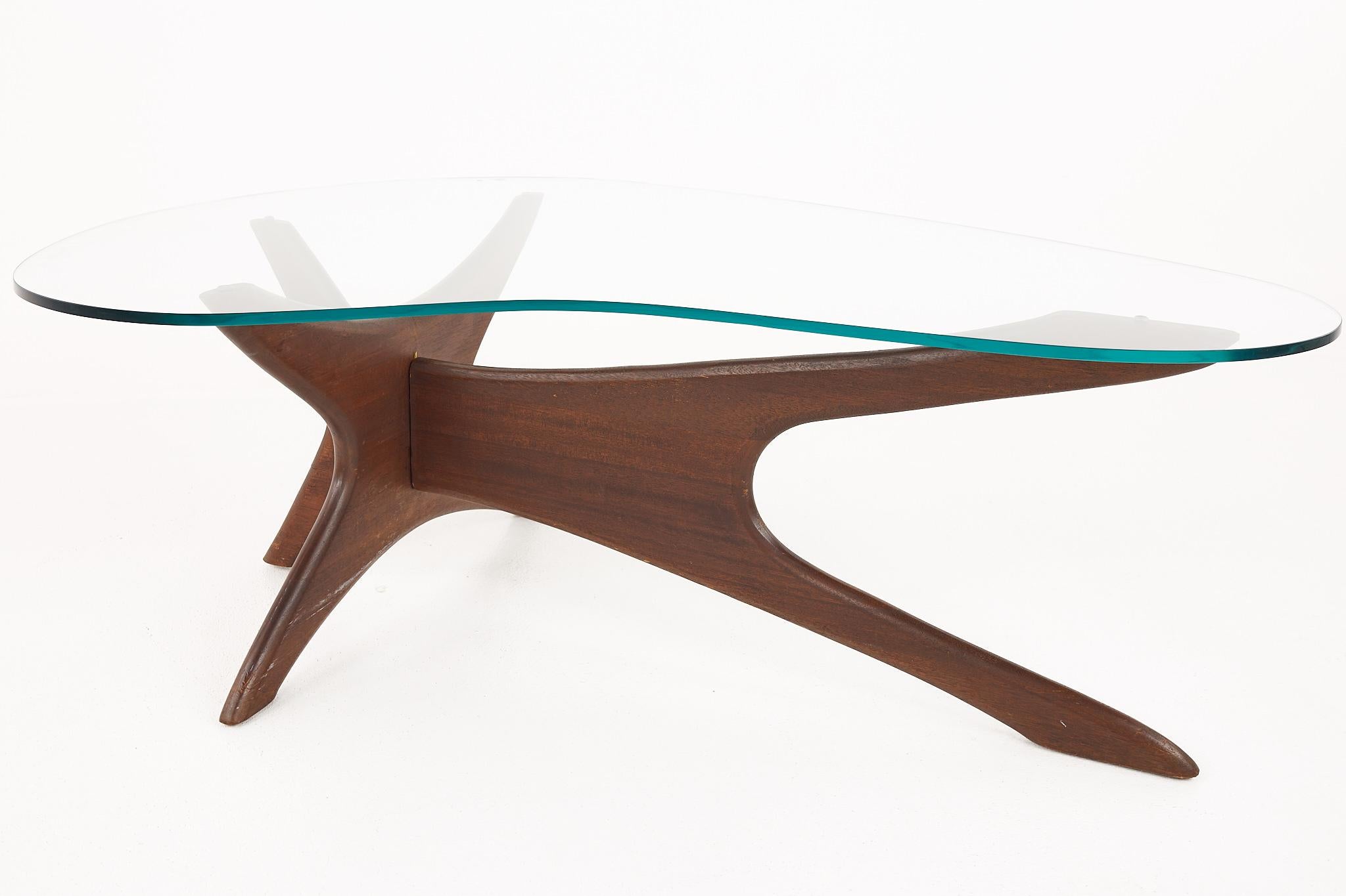 Late 20th Century Adrian Pearsall Jacks Mid Century Walnut and Glass Coffee Table