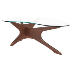 Adrian Pearsall Jacks Mid Century Walnut and Glass Coffee Table