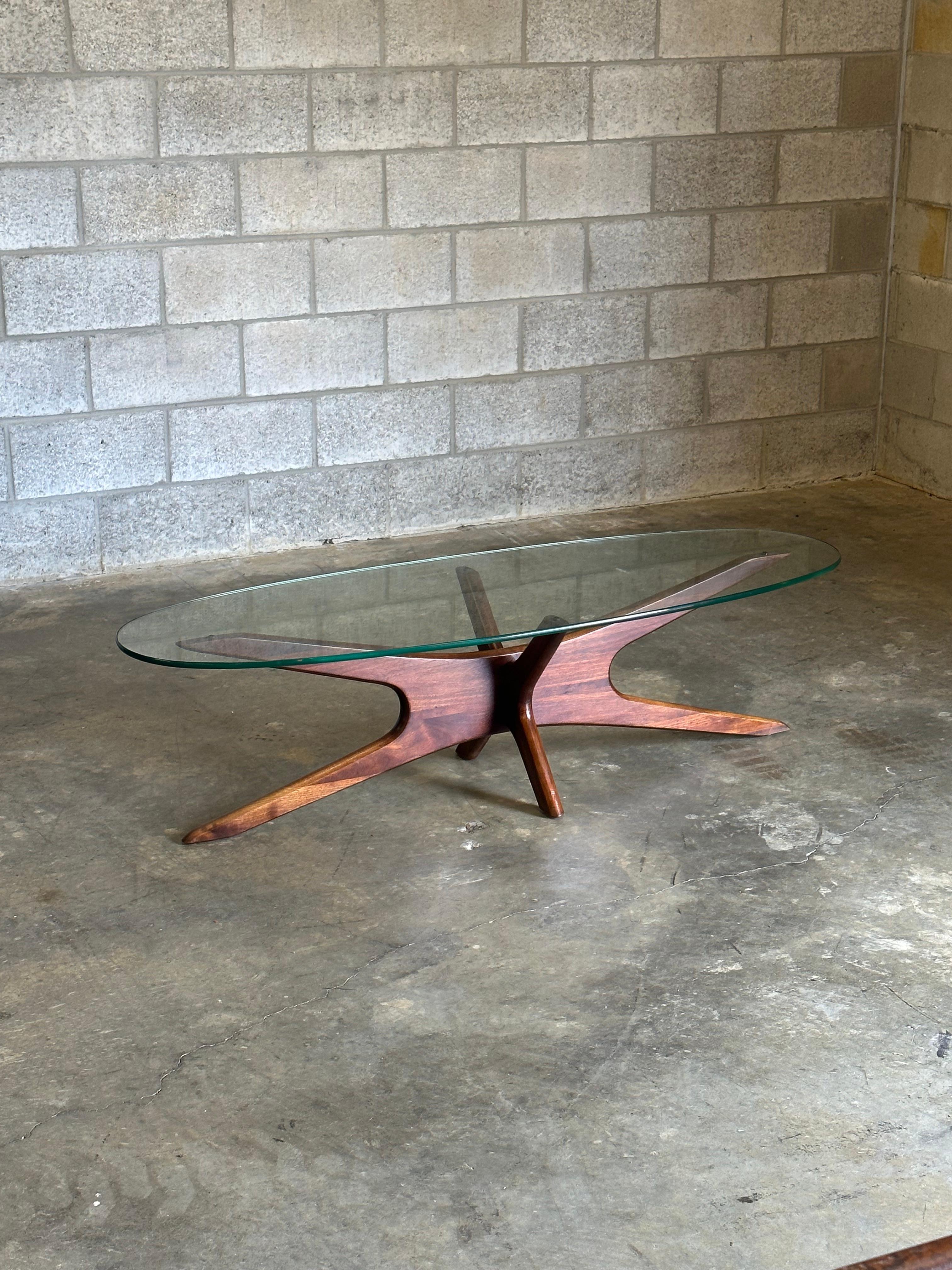 A sculptural “Jacks” coffee table, designed by Adrian Pearsall, for Craft Associates. It is a well proportioned and iconic mid century modern design, allowing seamless usage among other styles and designers (think Milo Baughman, Vladimir Kagan,