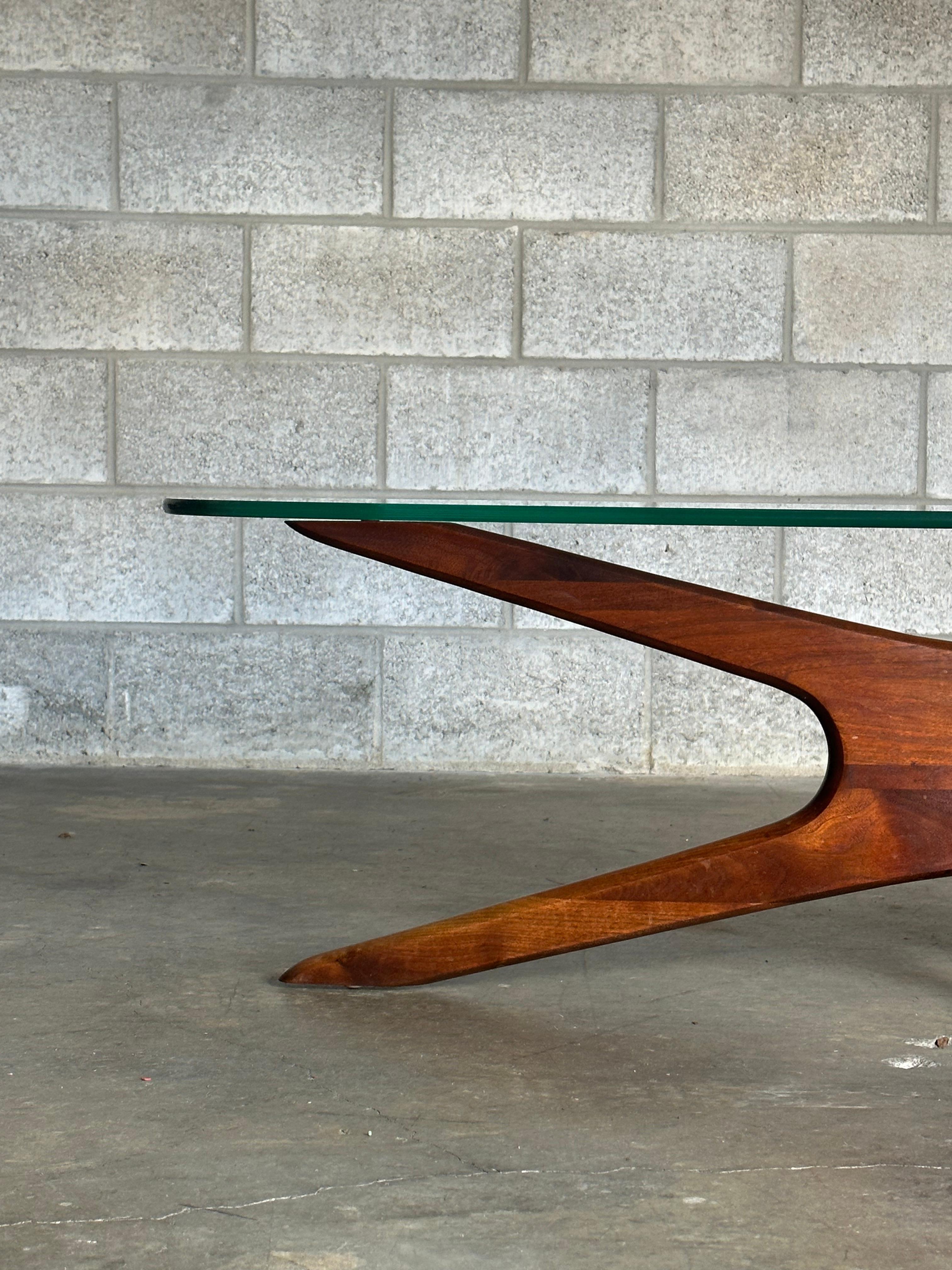Mid-20th Century Adrian Pearsall “Jacks” Sculptural Coffee Table, Model 893-Tgo, Walnut and Glass