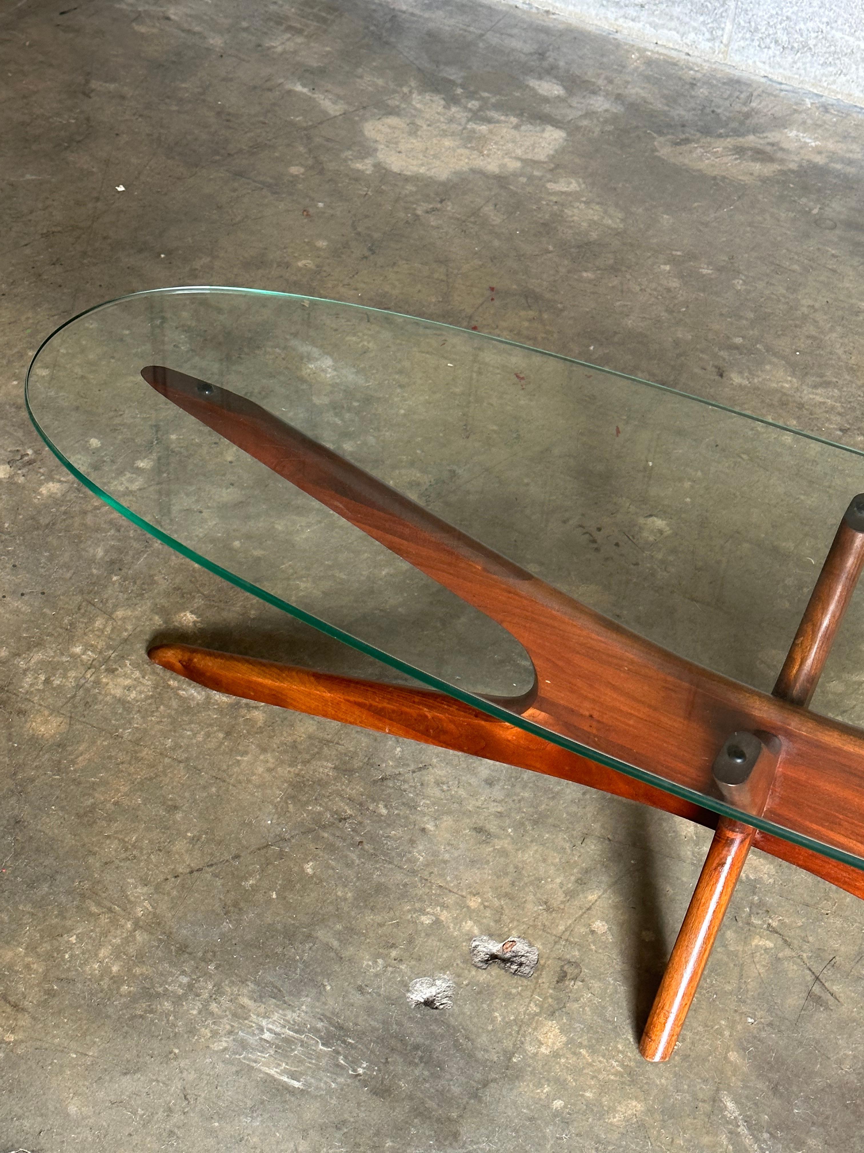 Adrian Pearsall “Jacks” Sculptural Coffee Table, Model 893-Tgo, Walnut and Glass 1