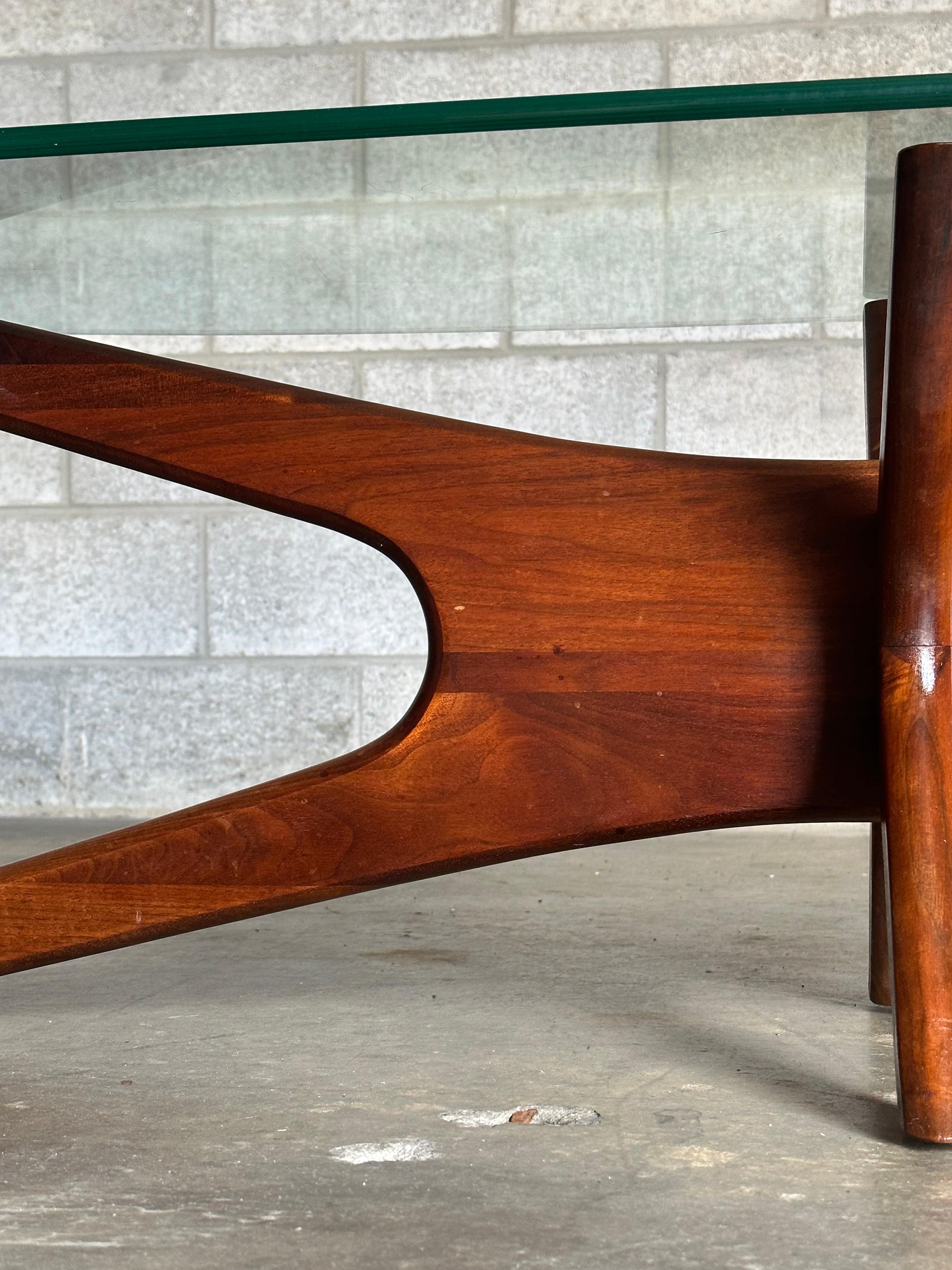 Adrian Pearsall “Jacks” Sculptural Coffee Table, Model 893-Tgo, Walnut and Glass 3