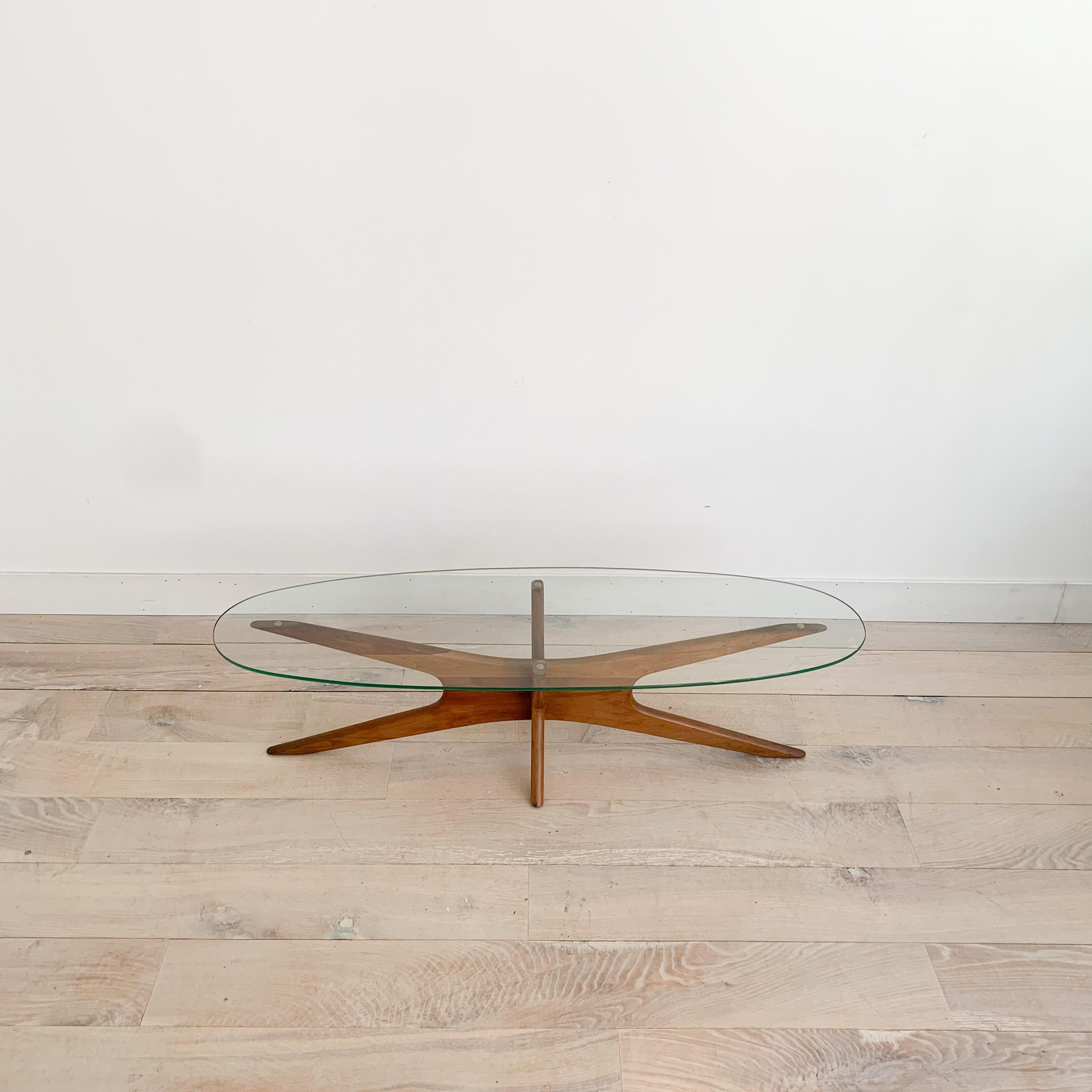Mid-Century Modern Adrian Pearsall Jacks Walnut and Glass Top Coffee Table
