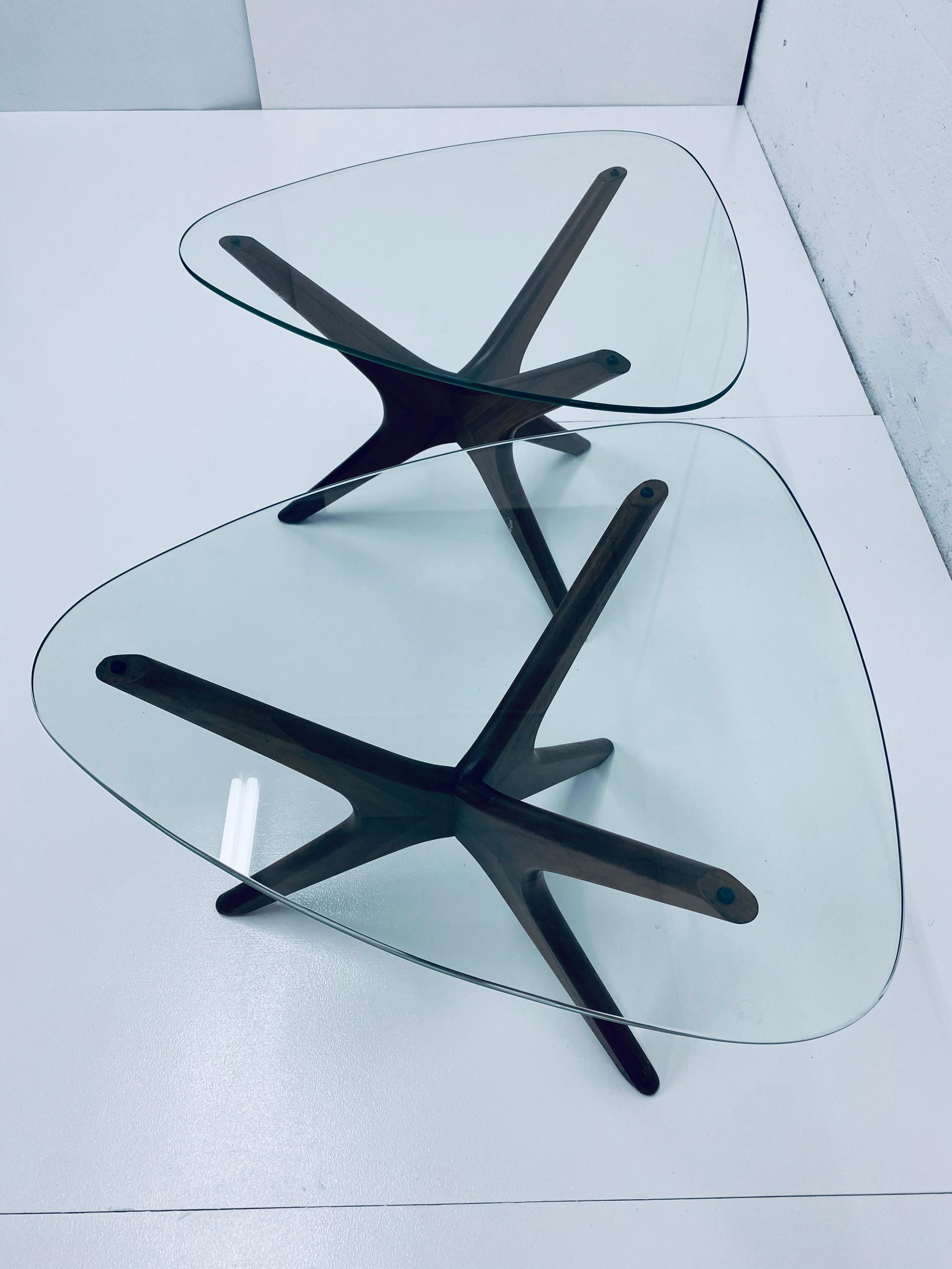 Mid-Century Modern Adrian Pearsall Jacks Walnut Side Tables for Craft Associates, a Pair For Sale