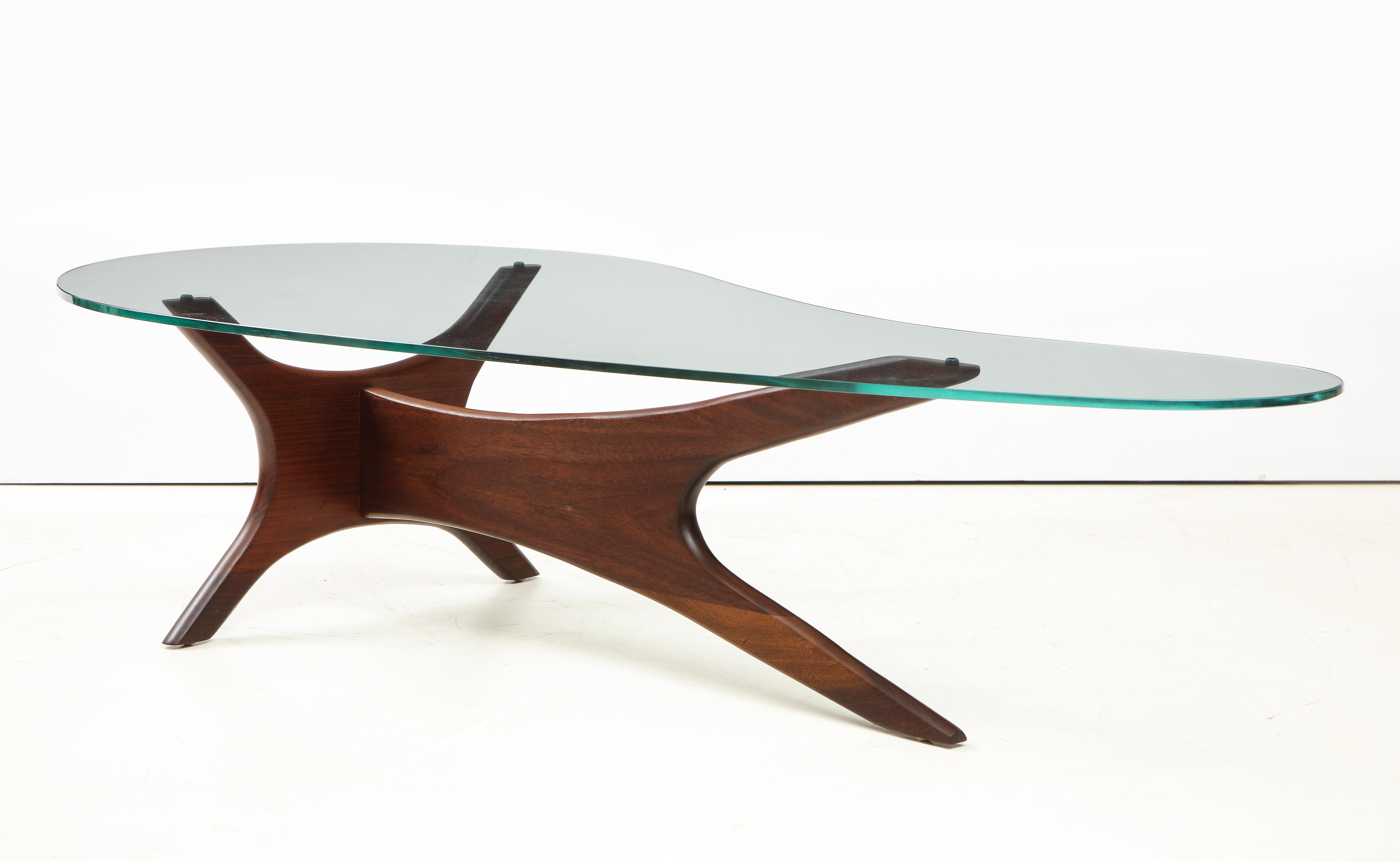 Adrian Pearsall Kidney Shape Walnut Coffee Table In Good Condition In New York, NY