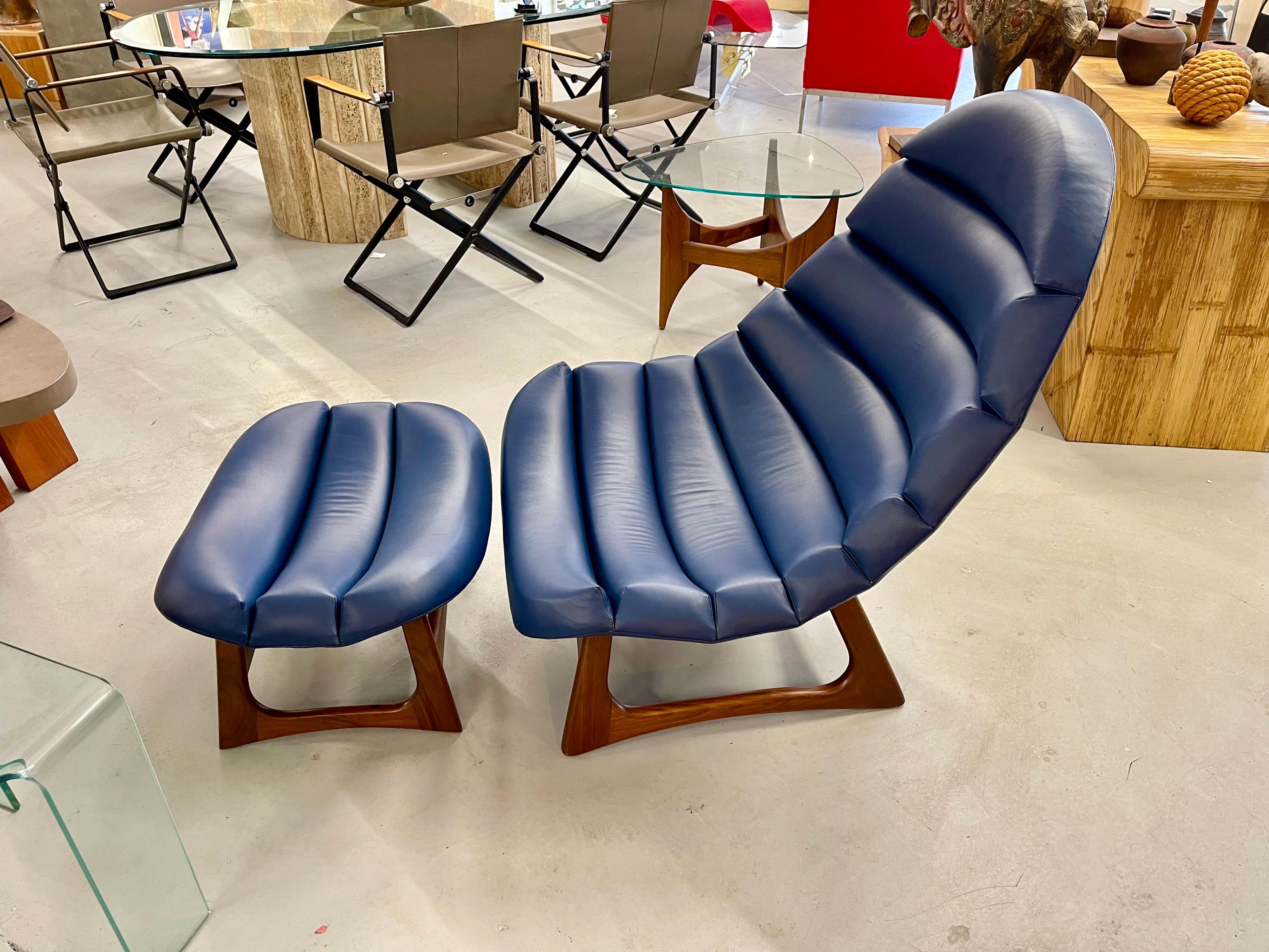 Hand-Crafted Adrian Pearsall Leather Lounge Chair and Ottoman