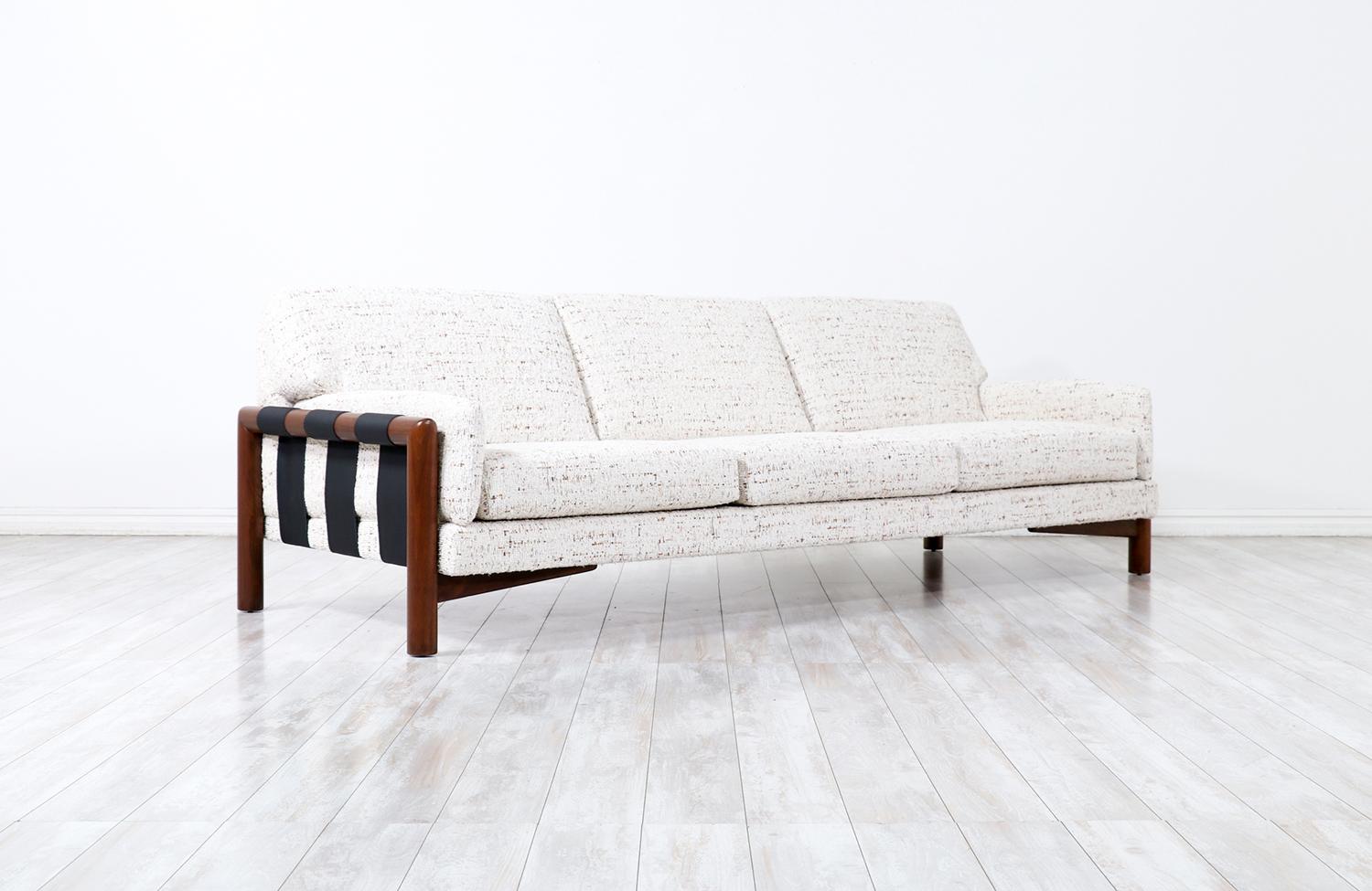 Mid-Century Modern Expertly Restored - Adrian Pearsall Leather & Tweed Sofa for Craft Associates