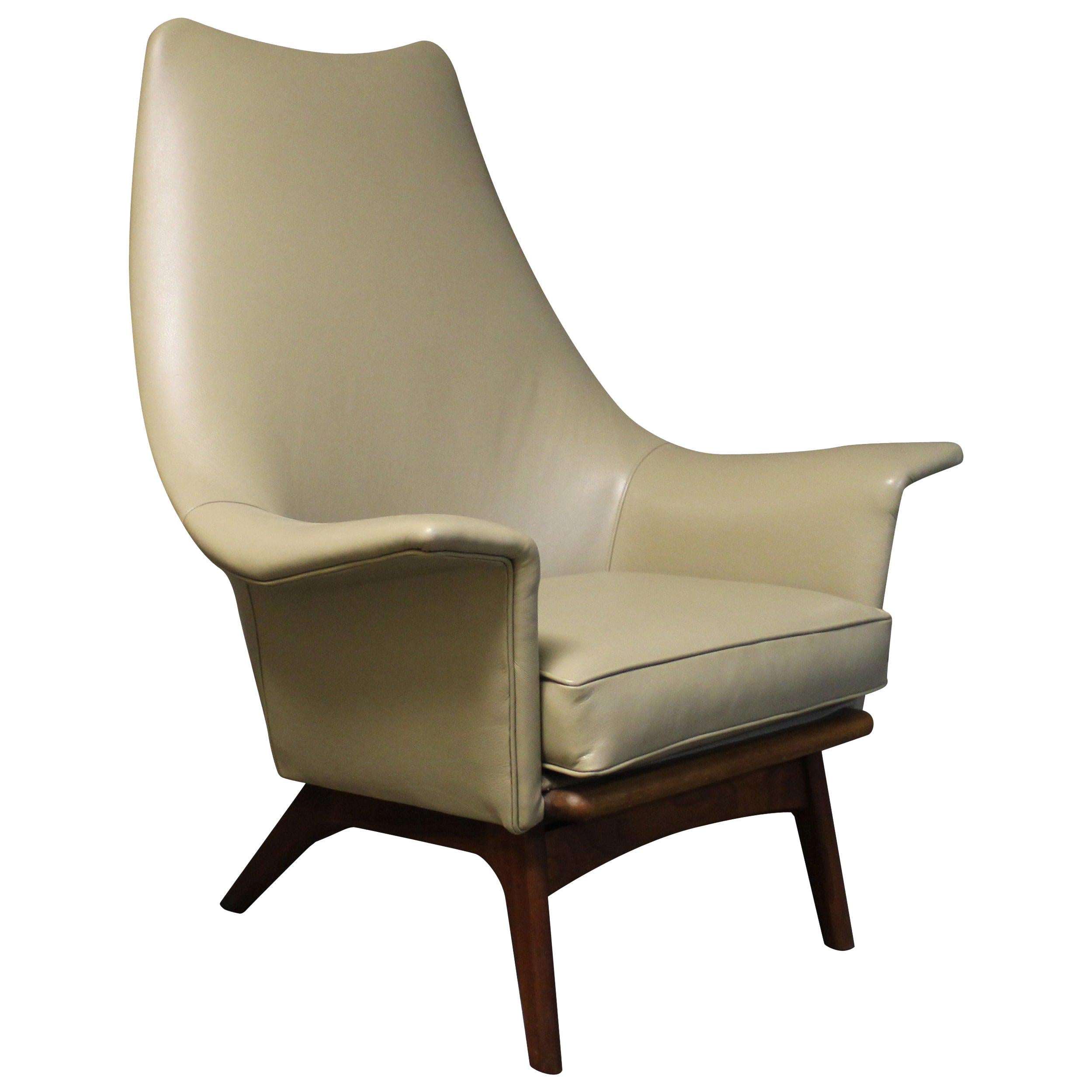 Adrian Pearsall Leather Wingback Lounge Chair with Sculptural Walnut Base