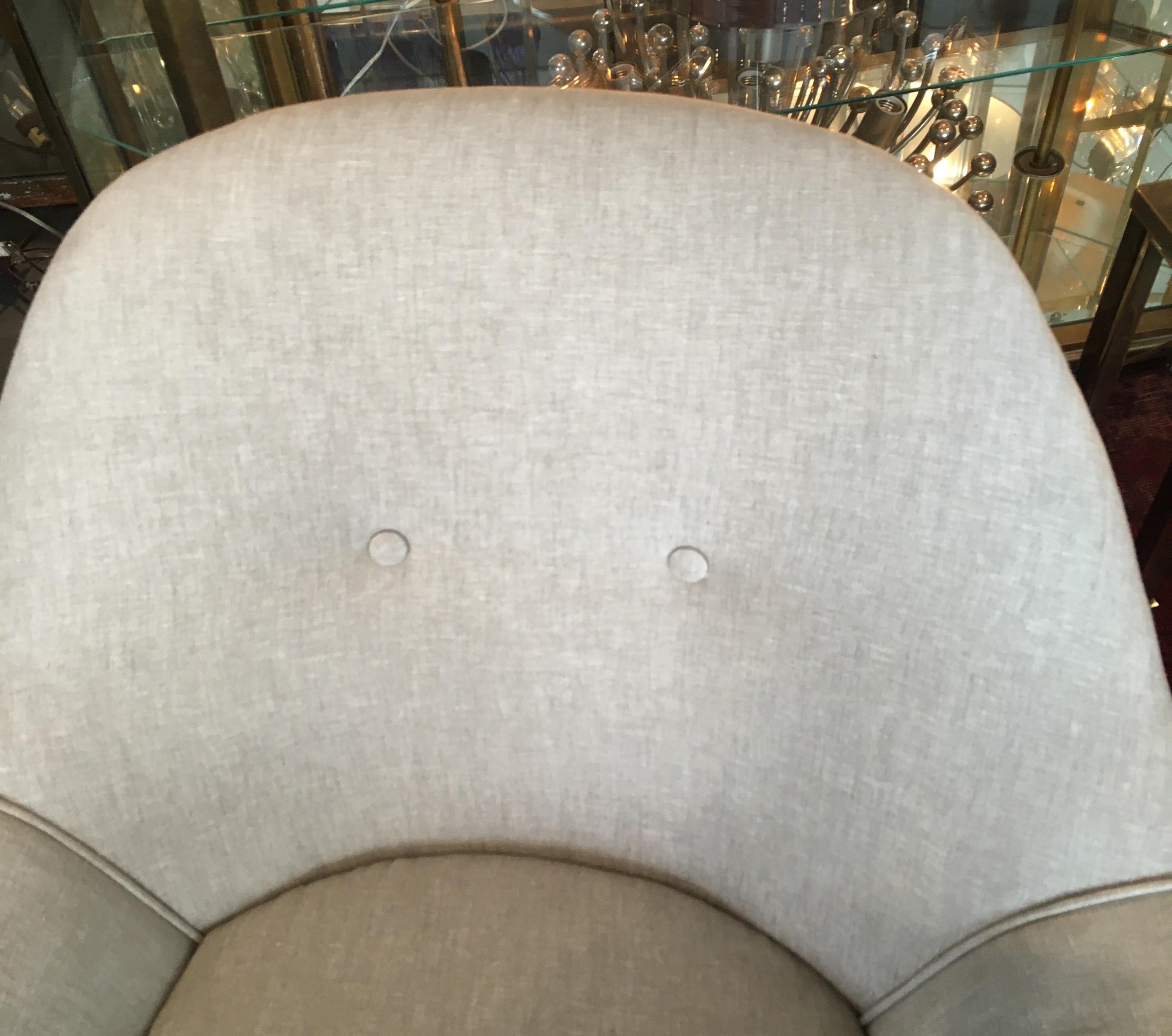 Adrian Pearsall  Linen Lounge Chair In Good Condition In Seattle, WA