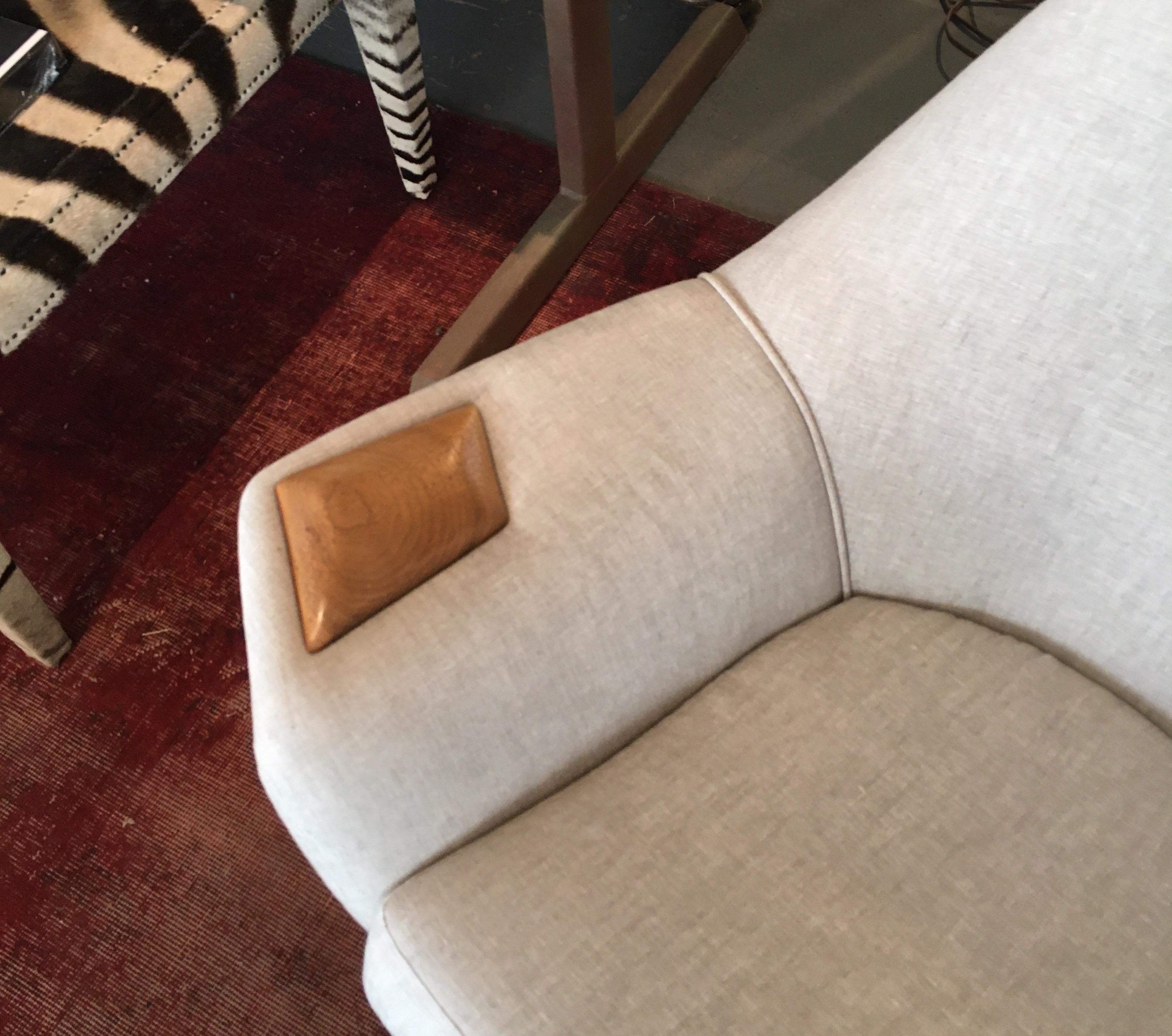 20th Century Adrian Pearsall  Linen Lounge Chair