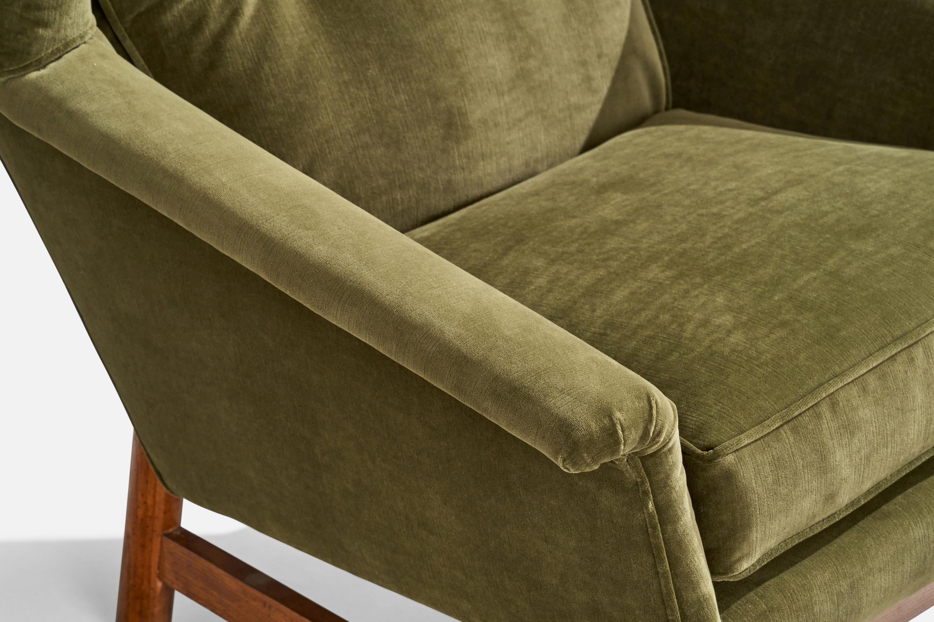Adrian Pearsall, Lounge Chair, Oak, Velvet, USA, 1950s For Sale 6