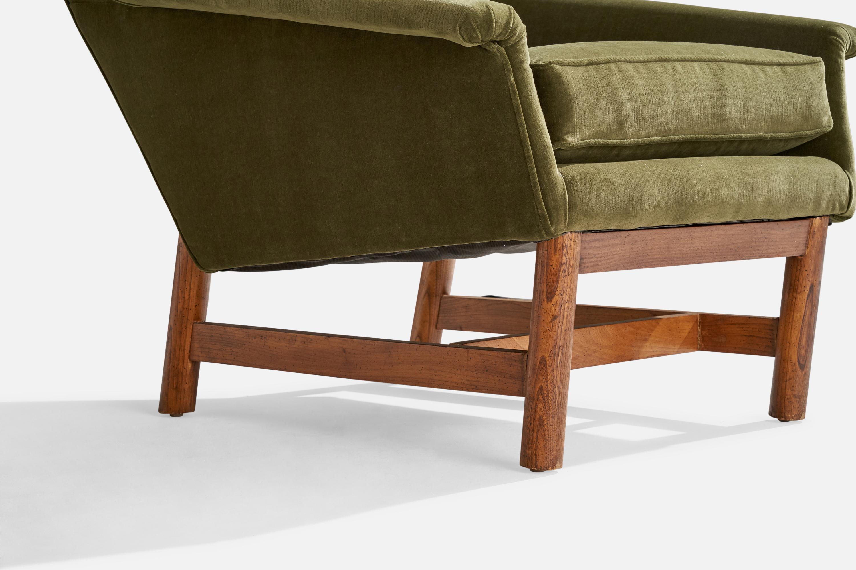 Adrian Pearsall, Lounge Chair, Oak, Velvet, USA, 1950s For Sale 1