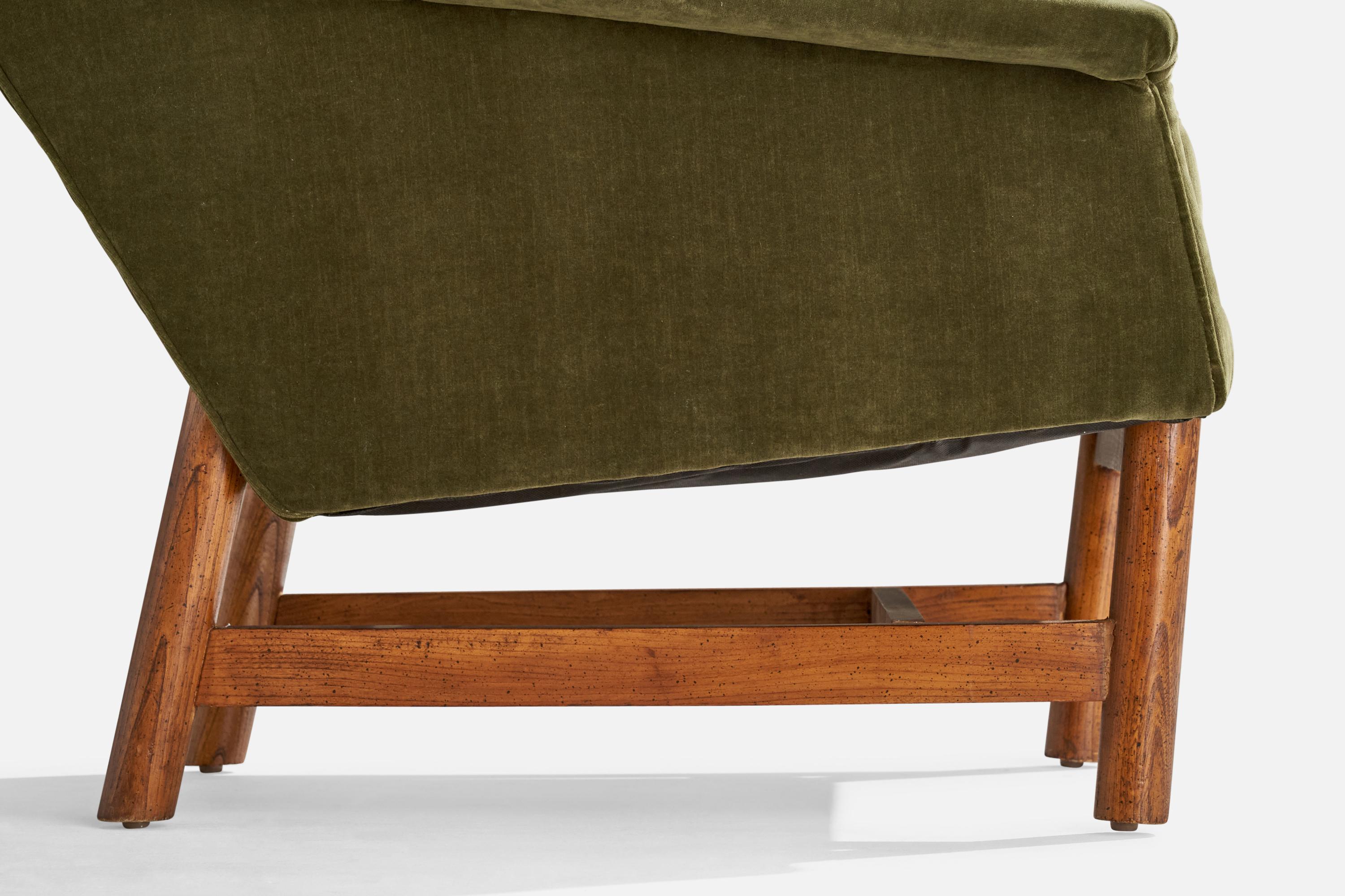 Adrian Pearsall, Lounge Chair, Oak, Velvet, USA, 1950s For Sale 3