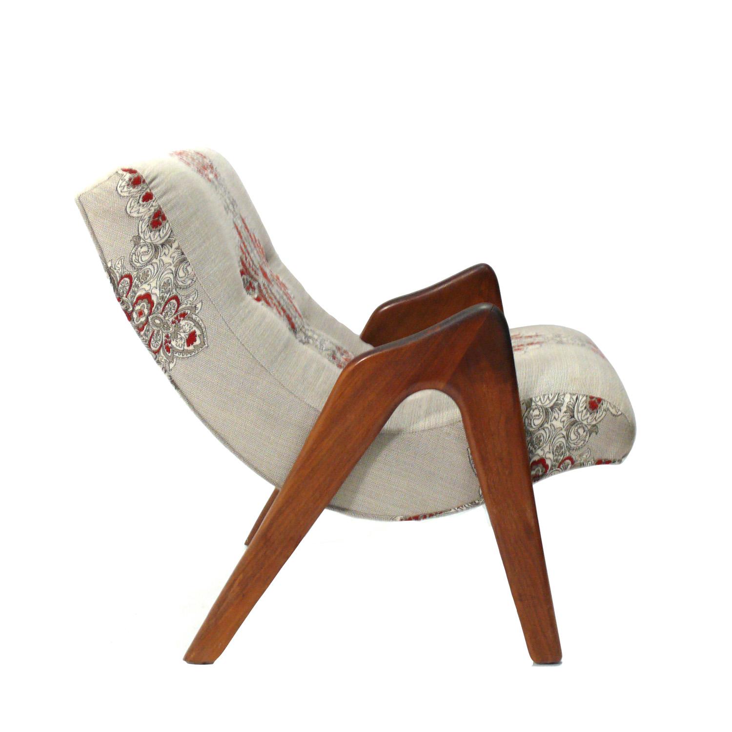 Adrian Pearsall Lounge Chair, American, circa 1960s. This chair is currently being reupholstered and can be completed in your fabric. The price of the chair includes reupholstery in your fabric. Simply send us 5 yards of your fabric after purchase. 