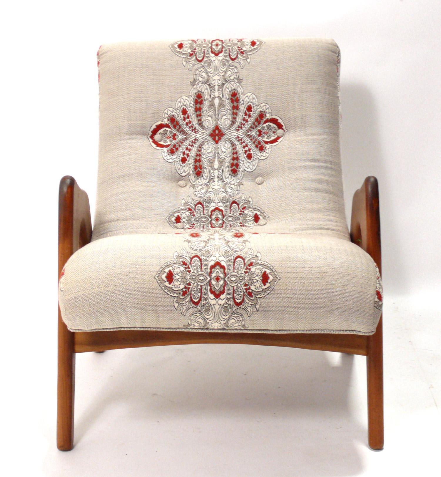 Mid-Century Modern Adrian Pearsall Lounge Chair Reupholstered in Your Fabric For Sale