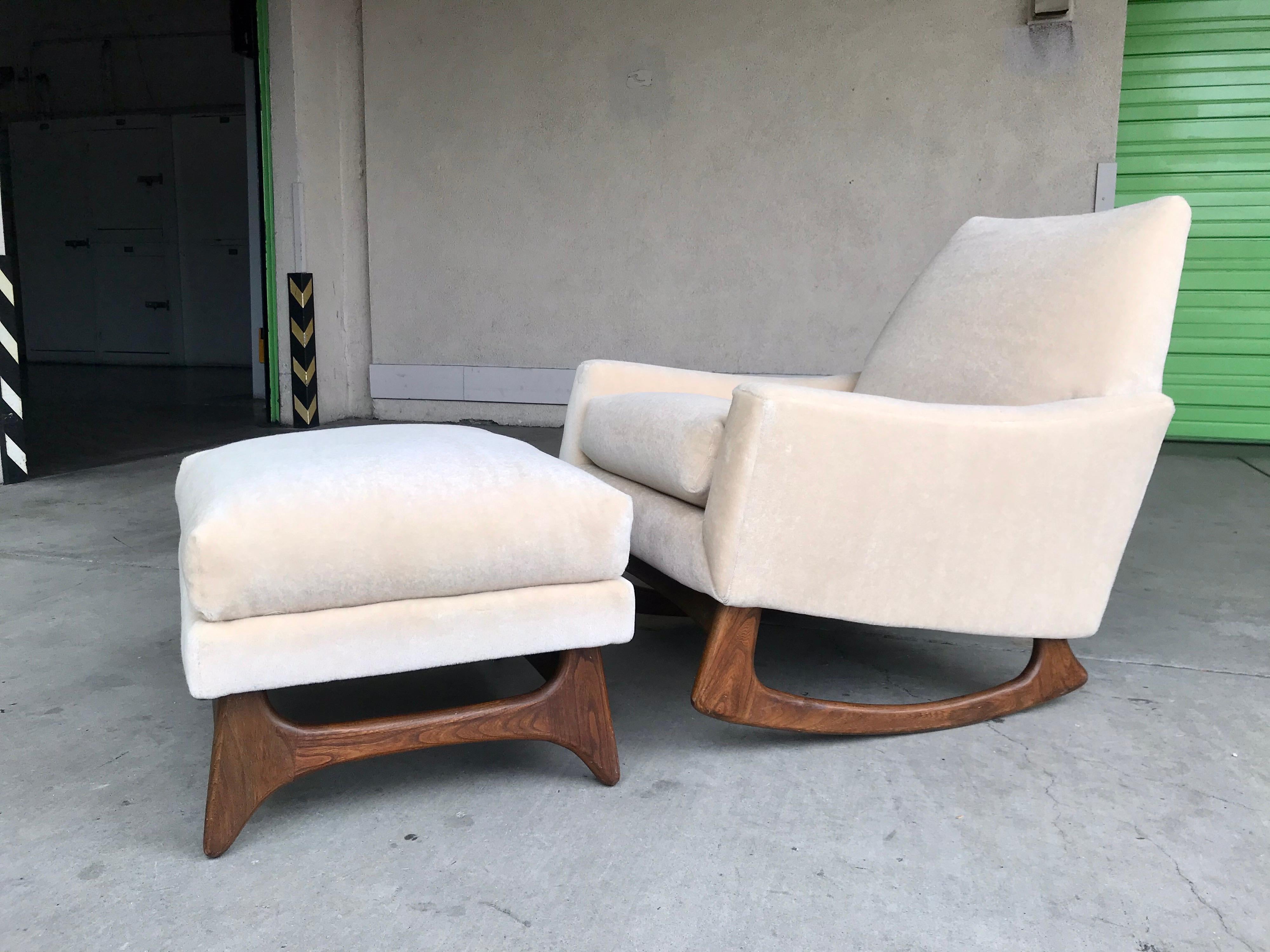 Mid-Century Modern Adrian Pearsall Lounge Chair Rocker with Ottoman