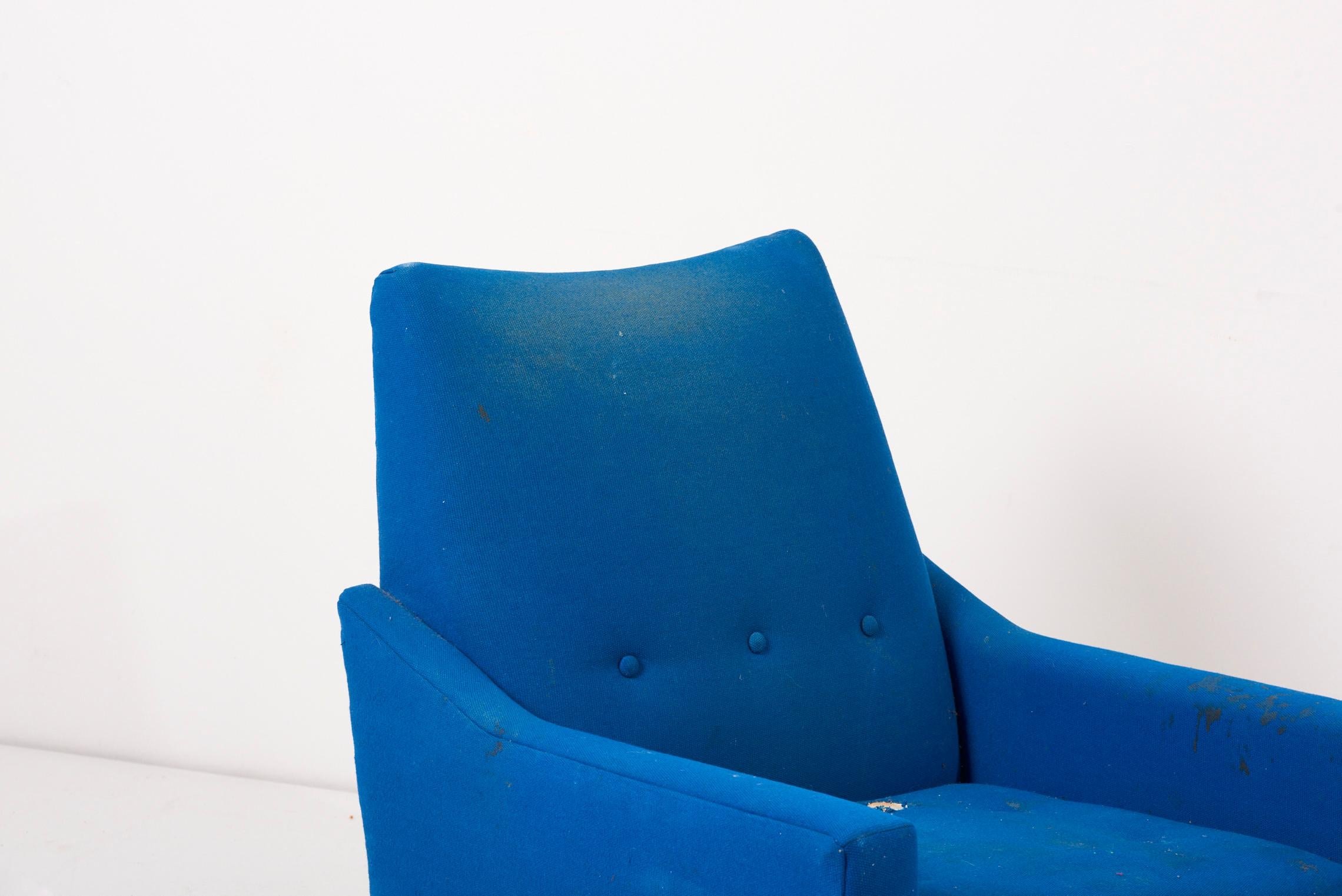 Adrian Pearsall Lounge Chair in Cobalt Blue, USA 1960s  In Distressed Condition In Berlin, DE