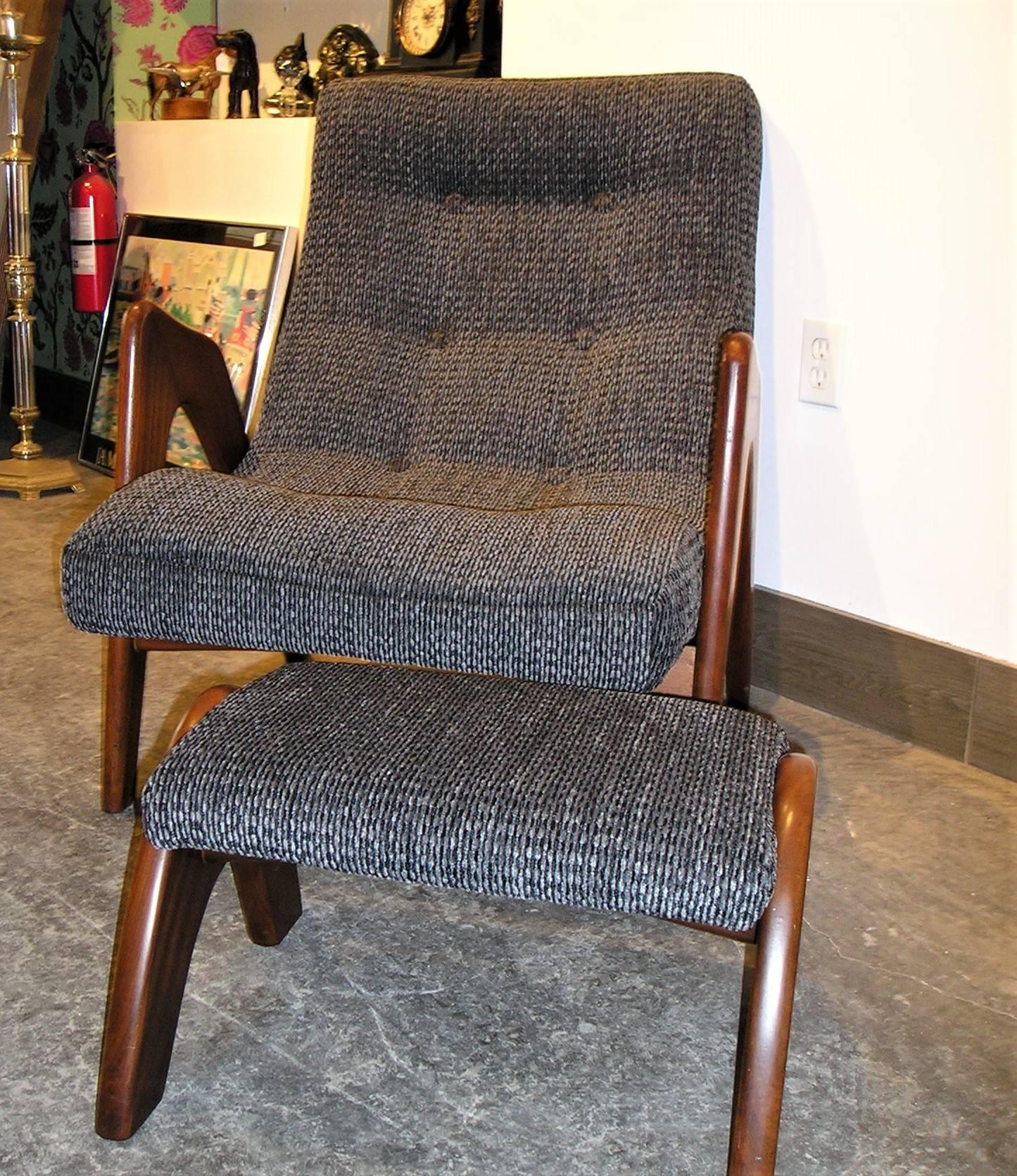 20th Century Adrian Pearsall Lounge Chair with Ottoman for Craft Associates Model 705-CW