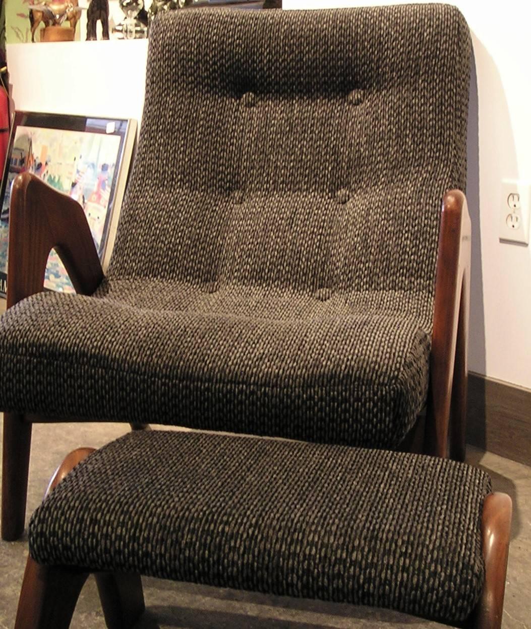 Upholstery Adrian Pearsall Lounge Chair with Ottoman for Craft Associates Model 705-CW