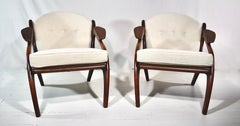 Adrian Pearsall Mid Century 2249-C Walnut Lounge Chairs - Pair
