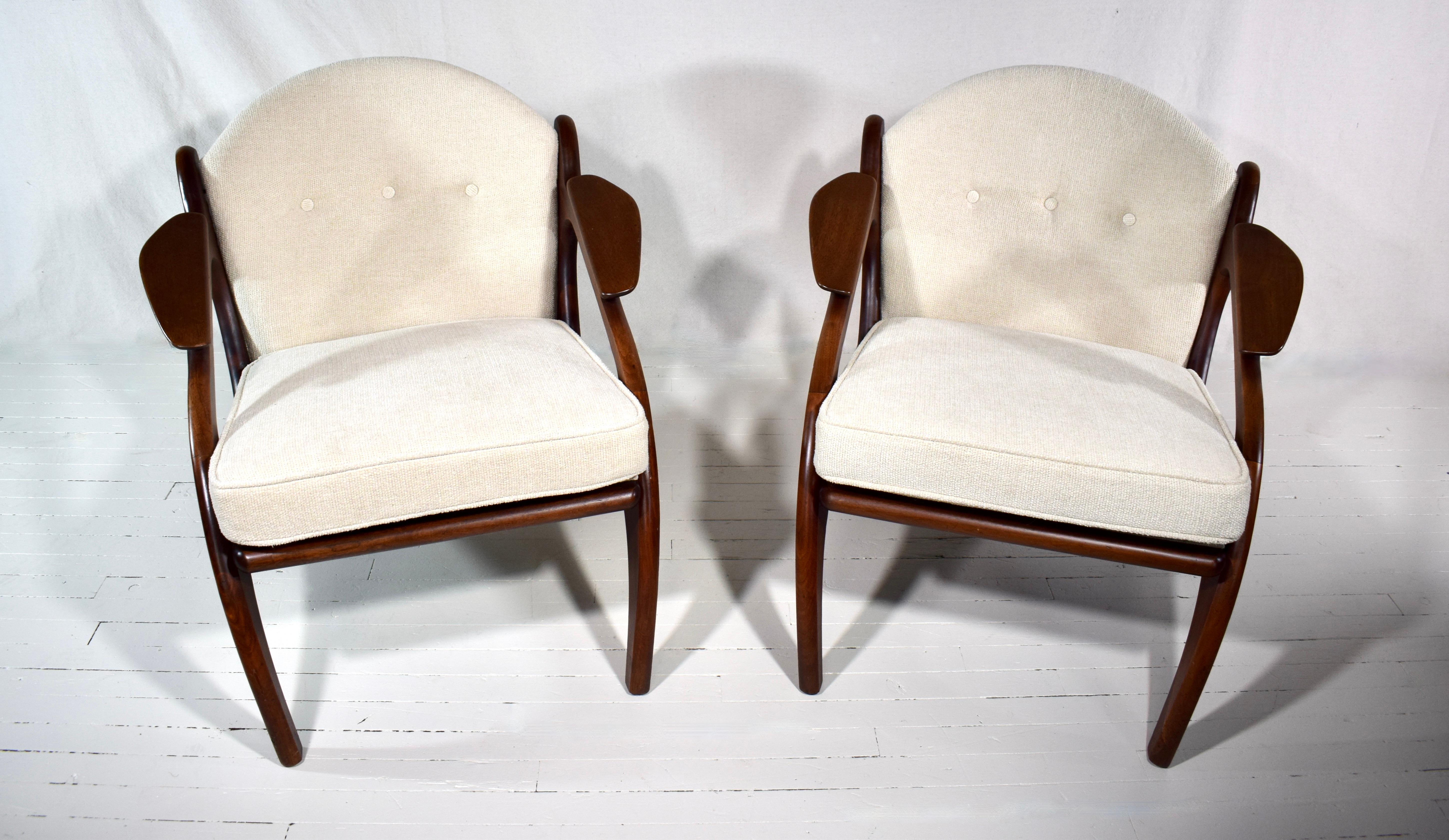 American Adrian Pearsall Mid Century 2249-C Walnut Lounge Chairs - Pair For Sale