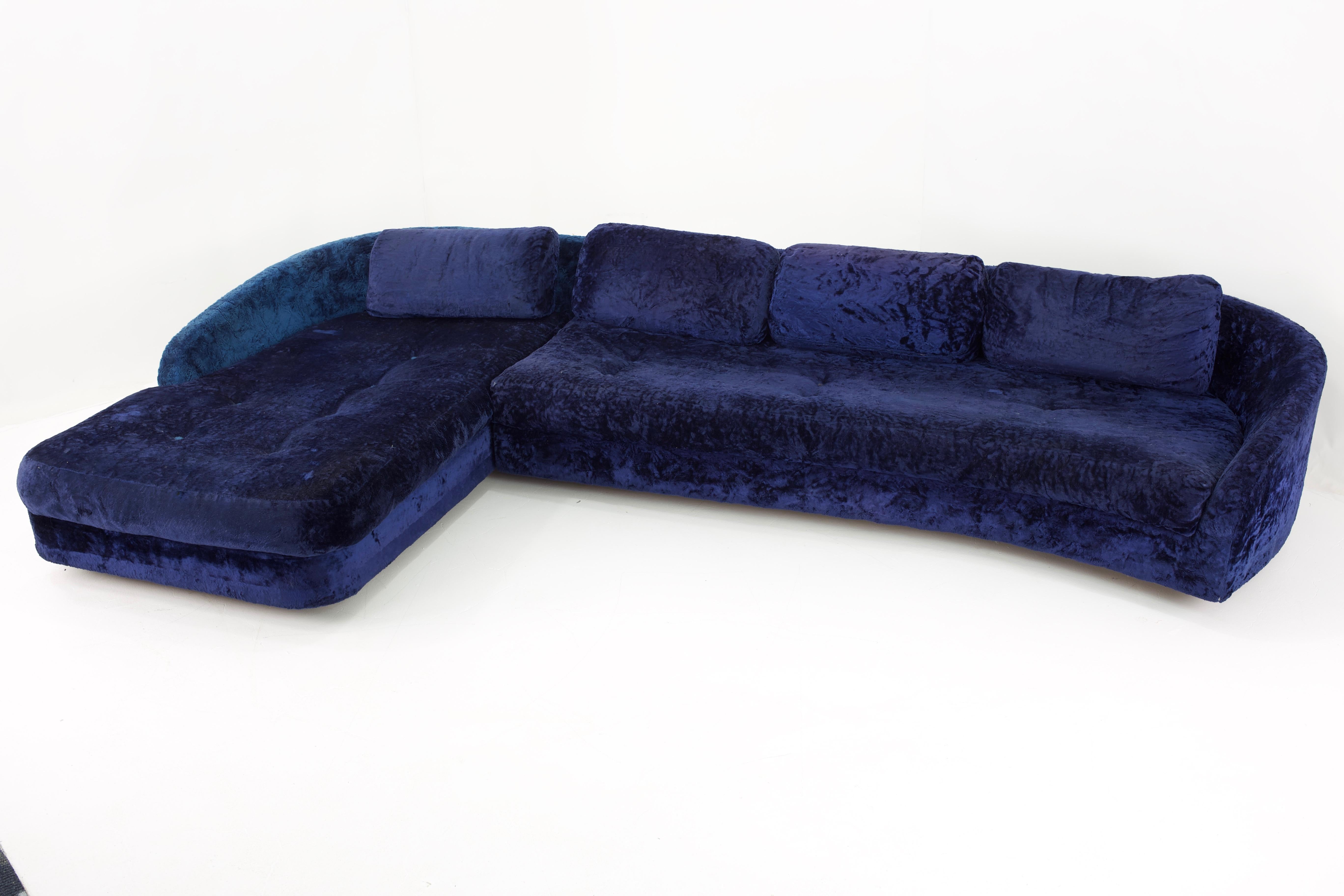 Adrian Pearsall midcentury blue crushed velvet sectional

Sofa measures: 131 wide x 37 deep x 22 high, with a seat height of 16
Sofa with chaise measures: 131 wide x 71 deep x 22 high, with a seat height of 16

This price includes getting this