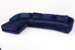 Adrian Pearsall Midcentury Blue Crushed Velvet Sectional