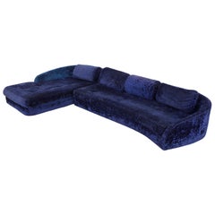 Used Adrian Pearsall Midcentury Blue Crushed Velvet Sectional
