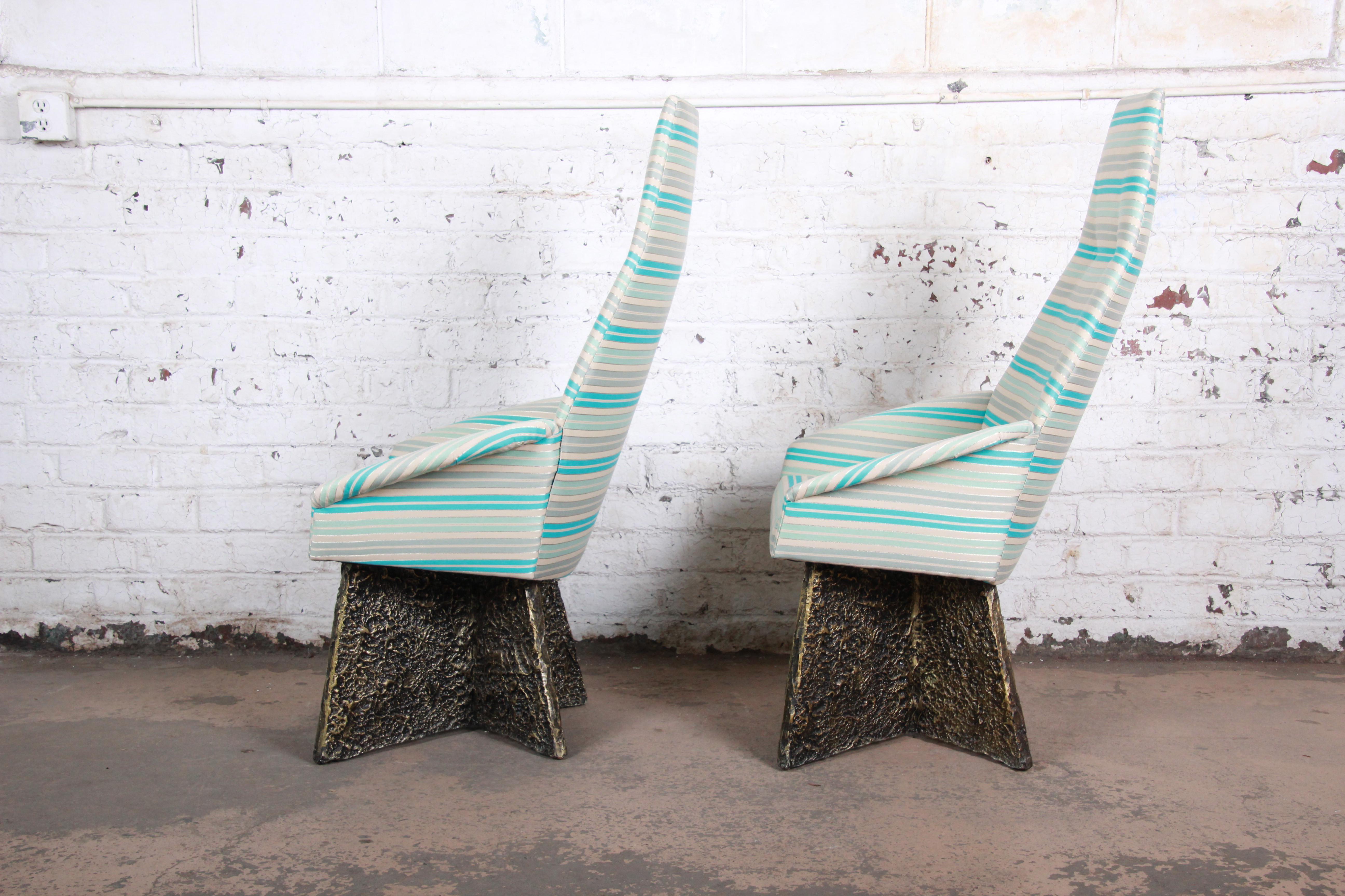 Late 20th Century Adrian Pearsall Midcentury Brutalist High Back Lounge Chairs, Pair