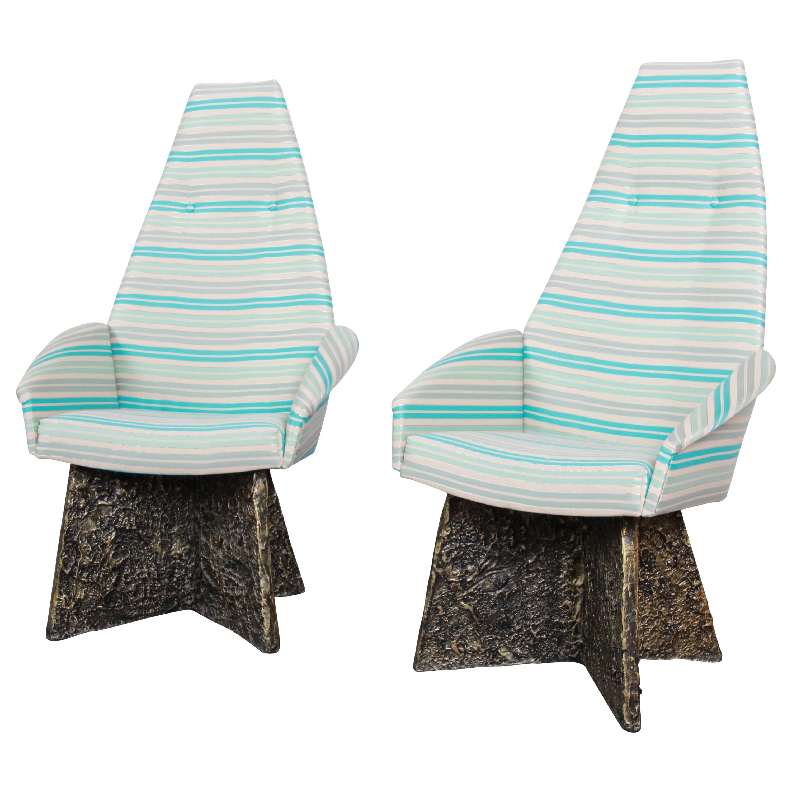 Adrian Pearsall Midcentury Brutalist High Back Lounge Chairs, Pair