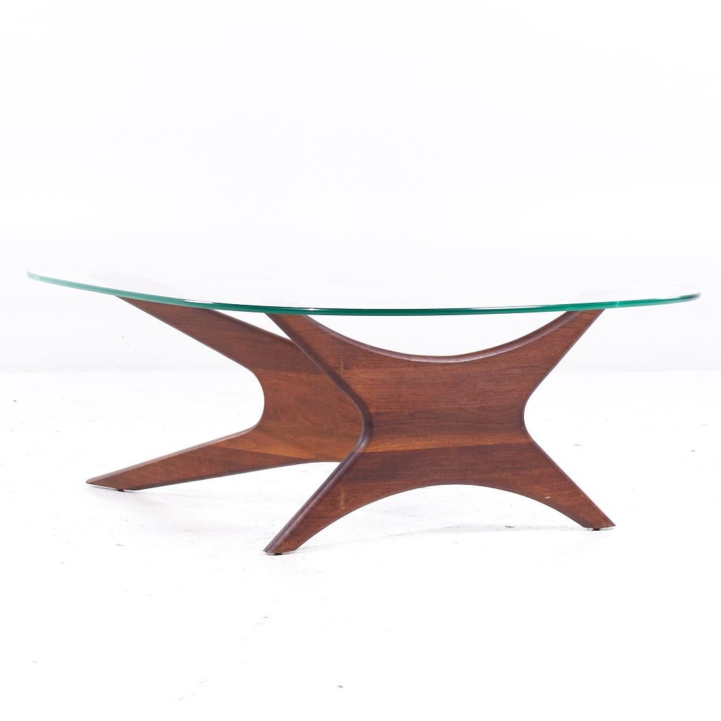 Mid-Century Modern Adrian Pearsall Mid Century Jacks Walnut and Glass Biomorphic Coffee Table For Sale