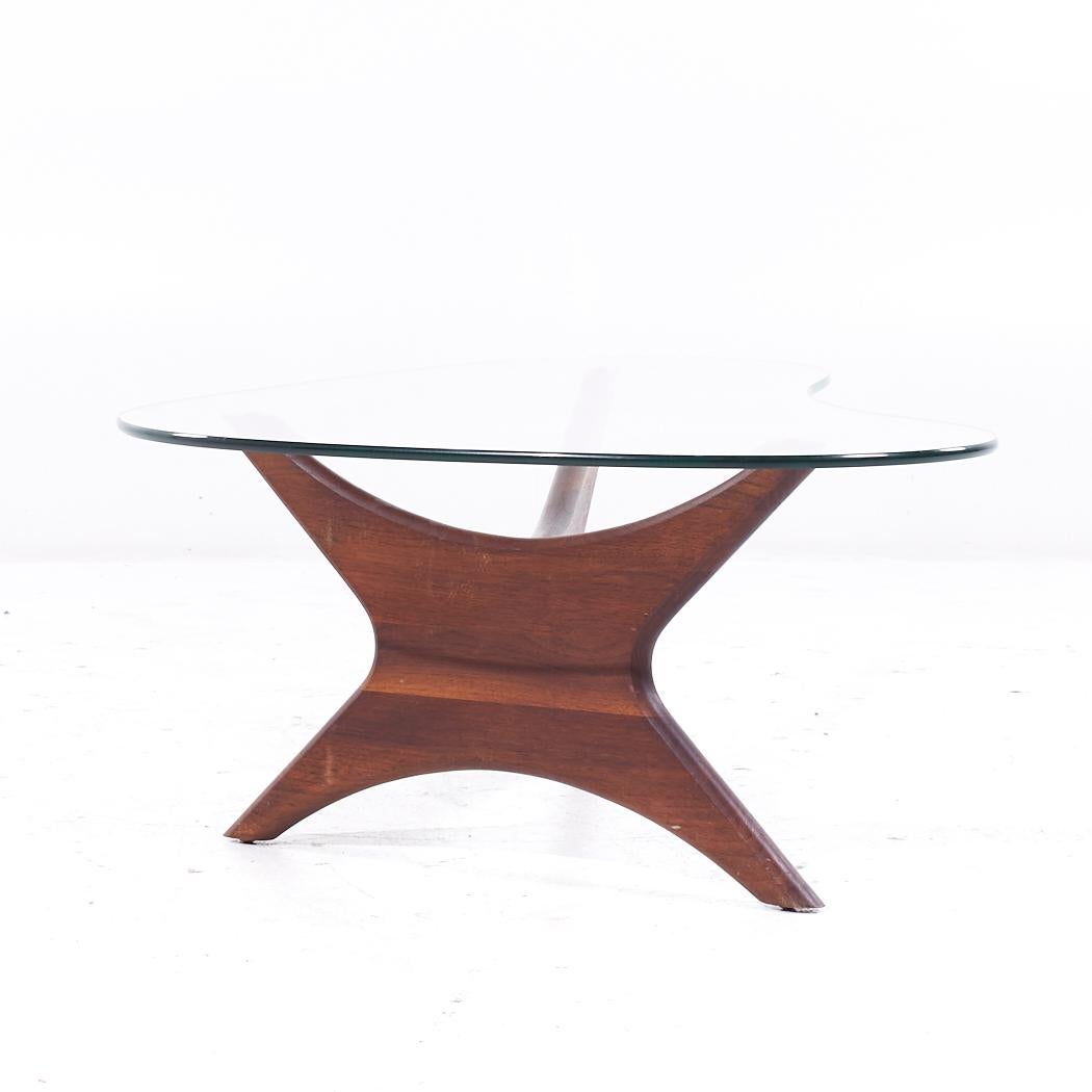 American Adrian Pearsall Mid Century Jacks Walnut and Glass Biomorphic Coffee Table For Sale