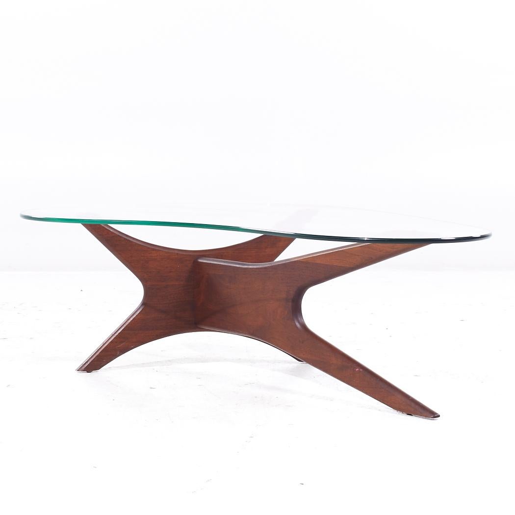 Adrian Pearsall Mid Century Jacks Walnut and Glass Biomorphic Coffee Table For Sale 1