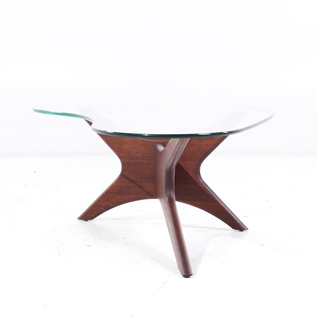 Adrian Pearsall Mid Century Jacks Walnut and Glass Biomorphic Coffee Table For Sale 2