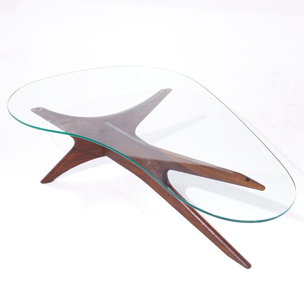 Adrian Pearsall Mid Century Jacks Walnut and Glass Biomorphic Coffee Table For Sale 3