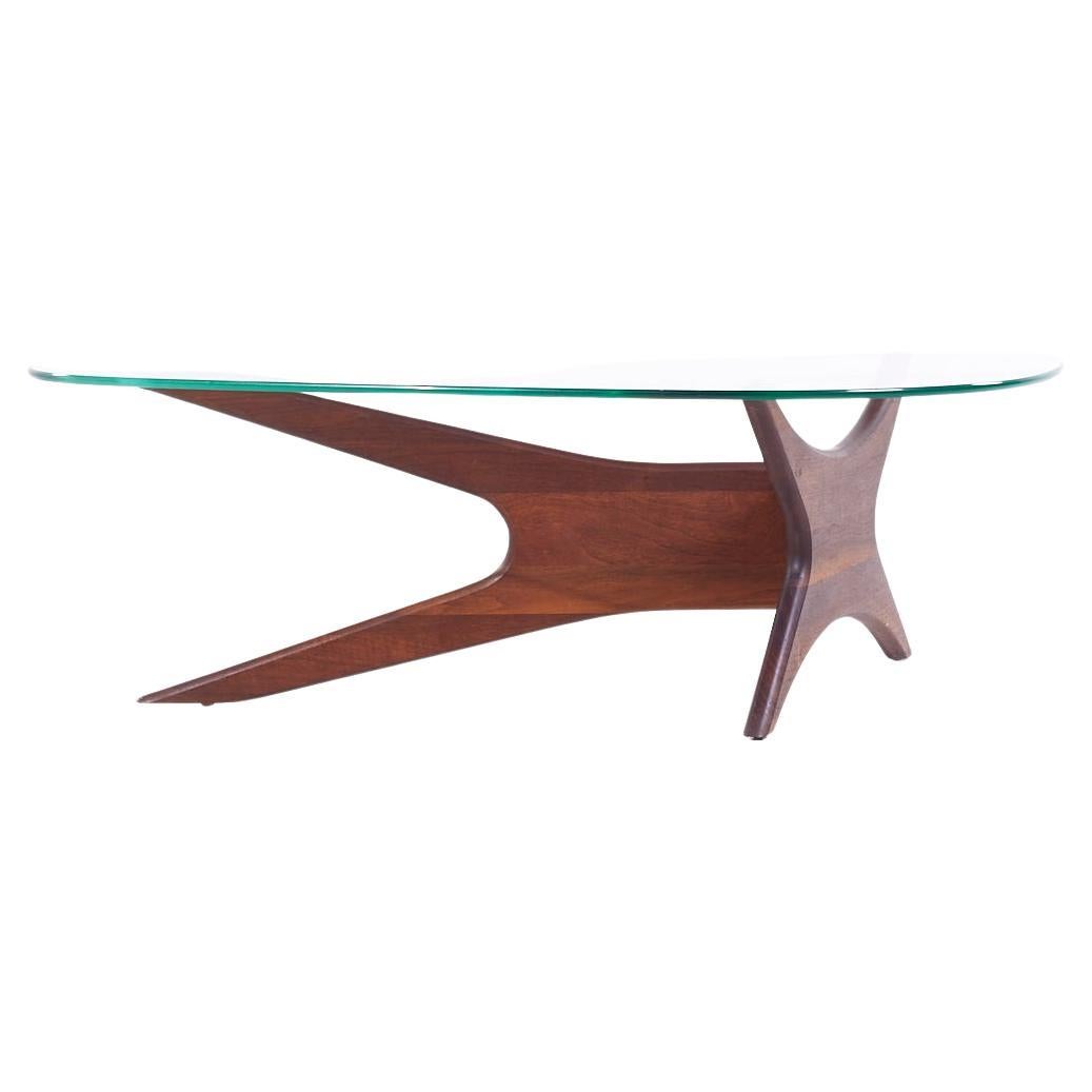 Adrian Pearsall Mid Century Jacks Walnut and Glass Biomorphic Coffee Table For Sale