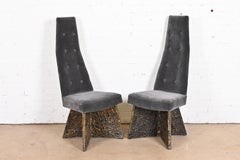Adrian Pearsall Mid-Century Modern Brutalist High Back Chairs, Pair
