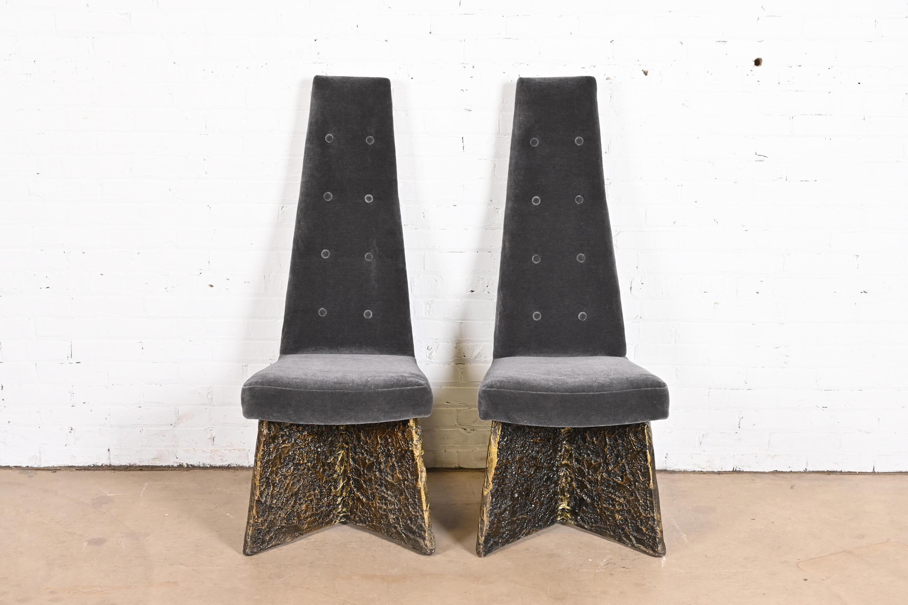 Adrian Pearsall Mid-Century Modern Brutalist High Back Chairs, Pair In Good Condition In South Bend, IN