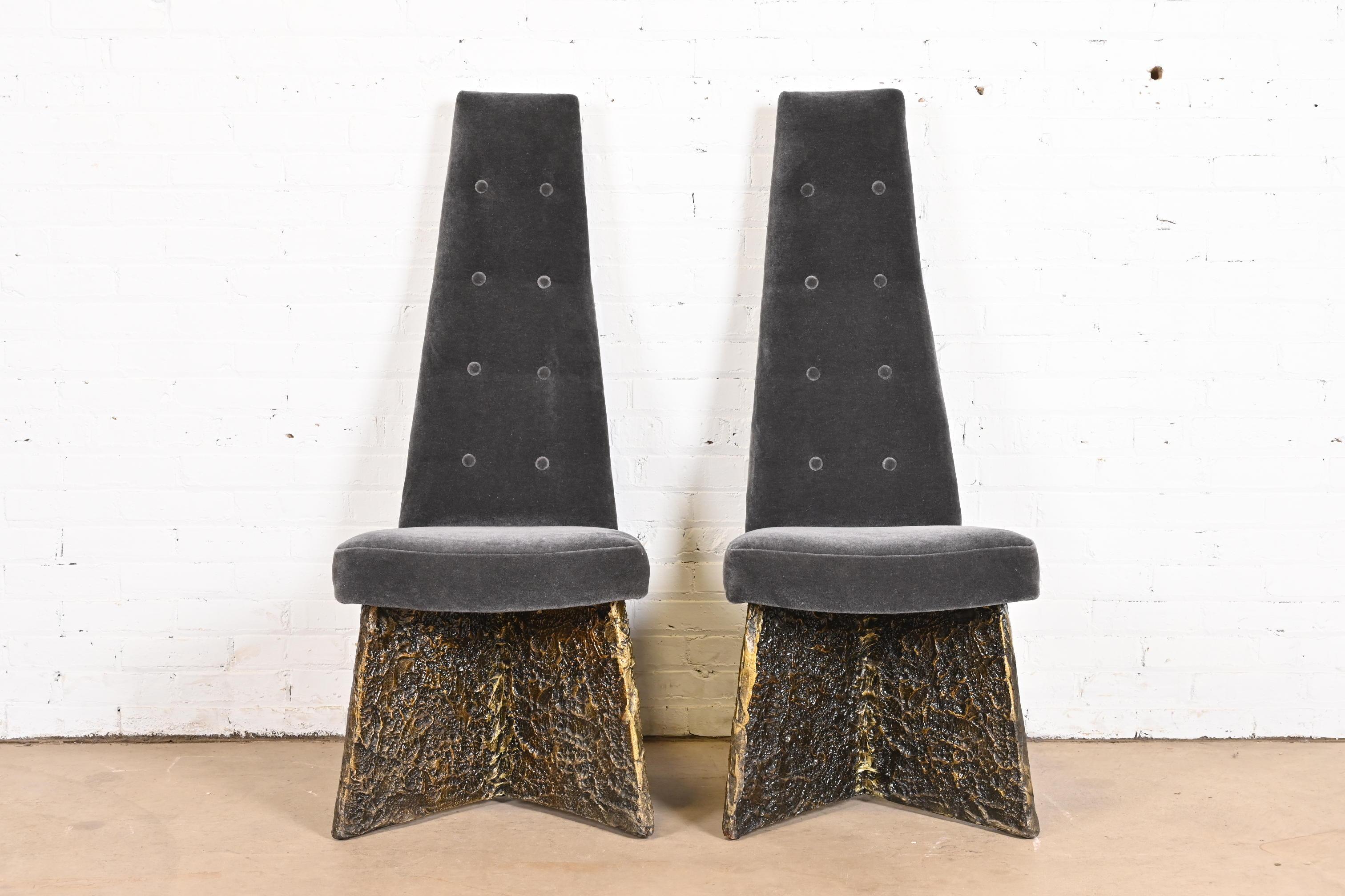 Adrian Pearsall Brutalistische Stühle mit hoher Rückenlehne, Mitte des Jahrhunderts, Paar im Zustand „Gut“ im Angebot in South Bend, IN