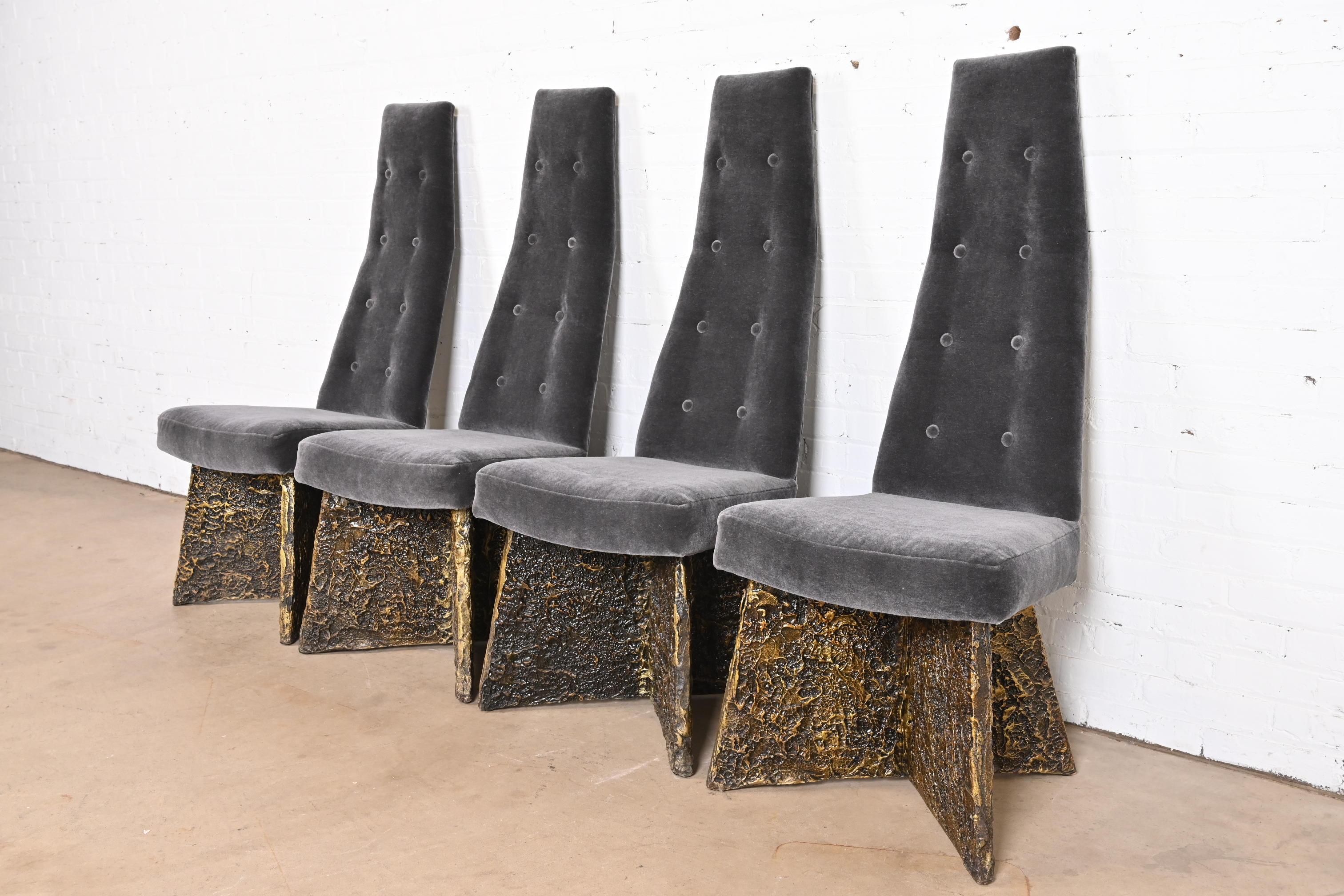 Mohair Adrian Pearsall Mid-Century Modern Brutalist High Back Dining Chairs For Sale
