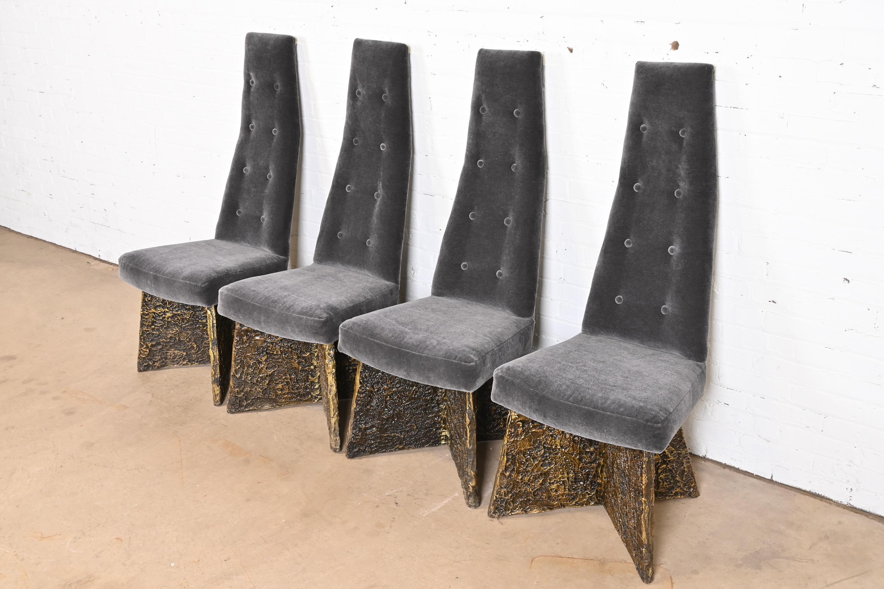 Adrian Pearsall Brutalistische Stühle mit hoher Rückenlehne für die Mitte des Jahrhunderts (Mohairwolle) im Angebot