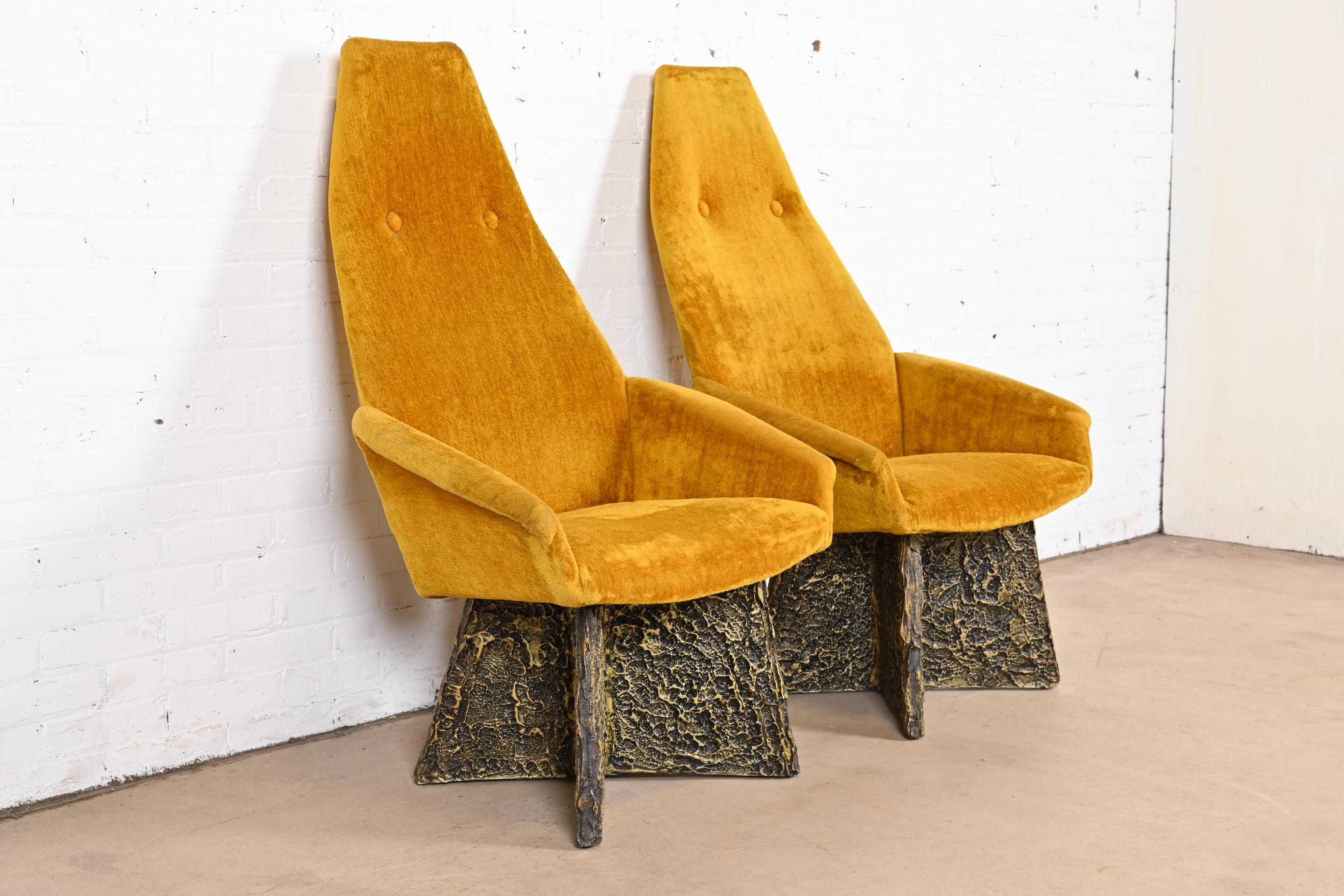 Adrian Pearsall Mid-Century Modern Brutalist High Back Lounge Chairs, Pair 4