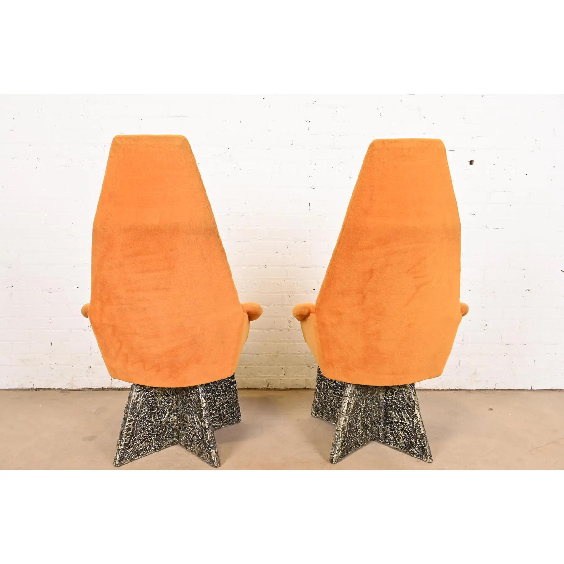 Adrian Pearsall Mid-Century Modern Brutalist High Back Lounge Chairs, Pair 4