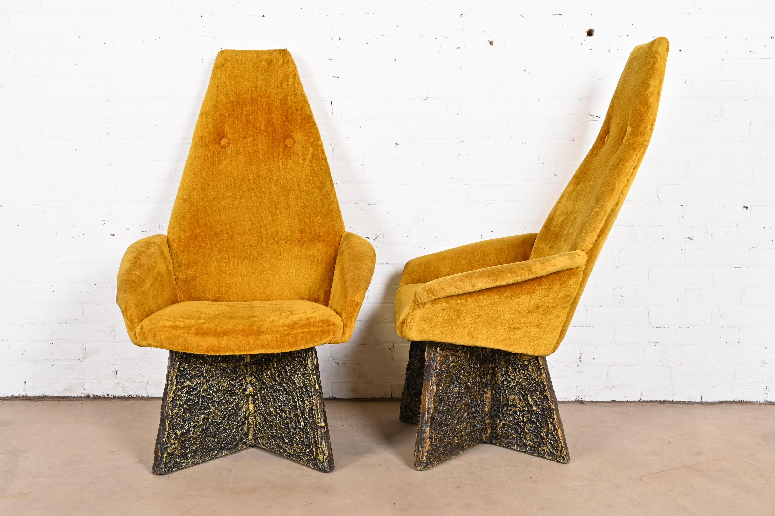Adrian Pearsall Mid-Century Modern Brutalist High Back Lounge Chairs, Pair 5
