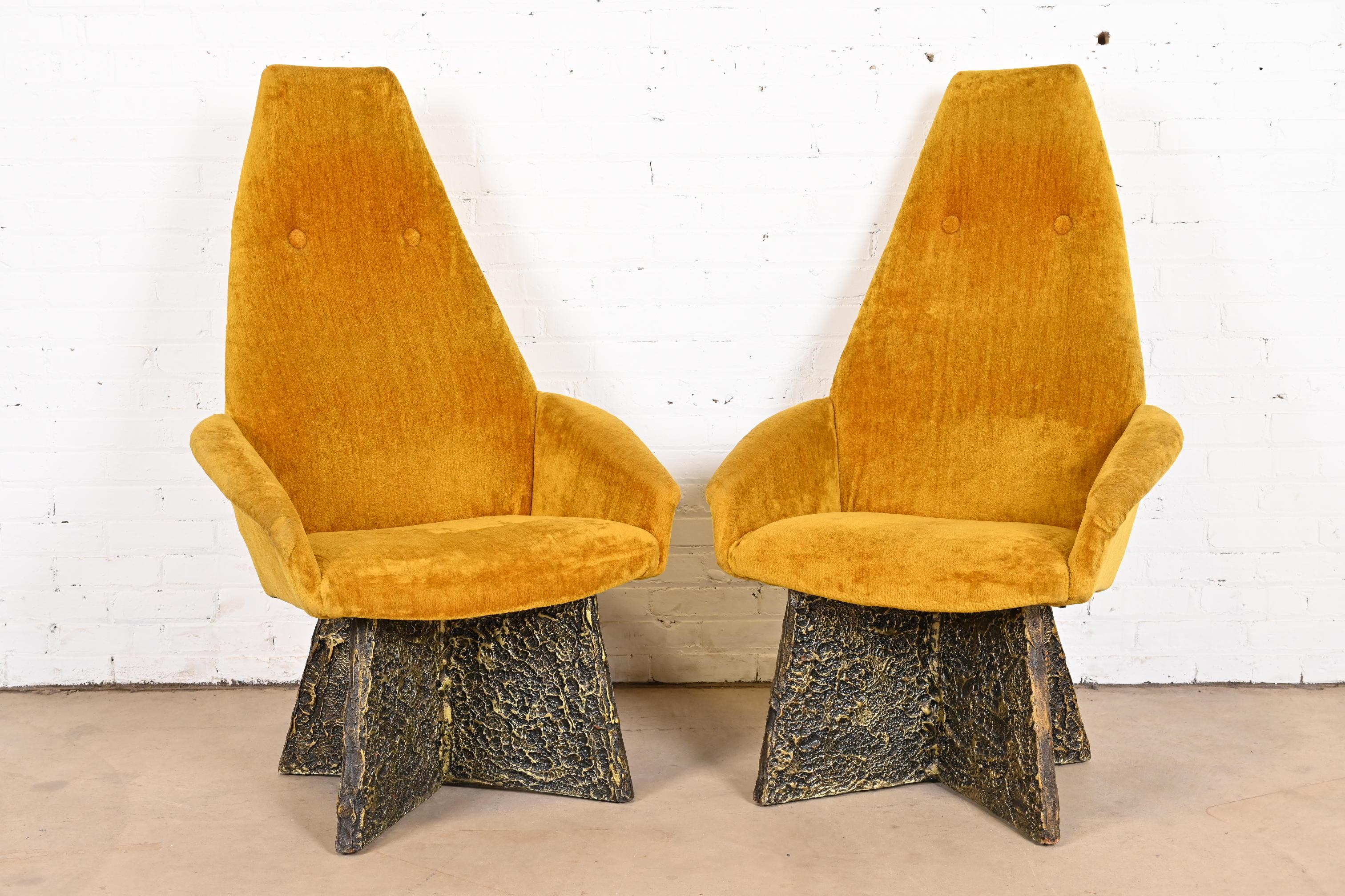 American Adrian Pearsall Mid-Century Modern Brutalist High Back Lounge Chairs, Pair