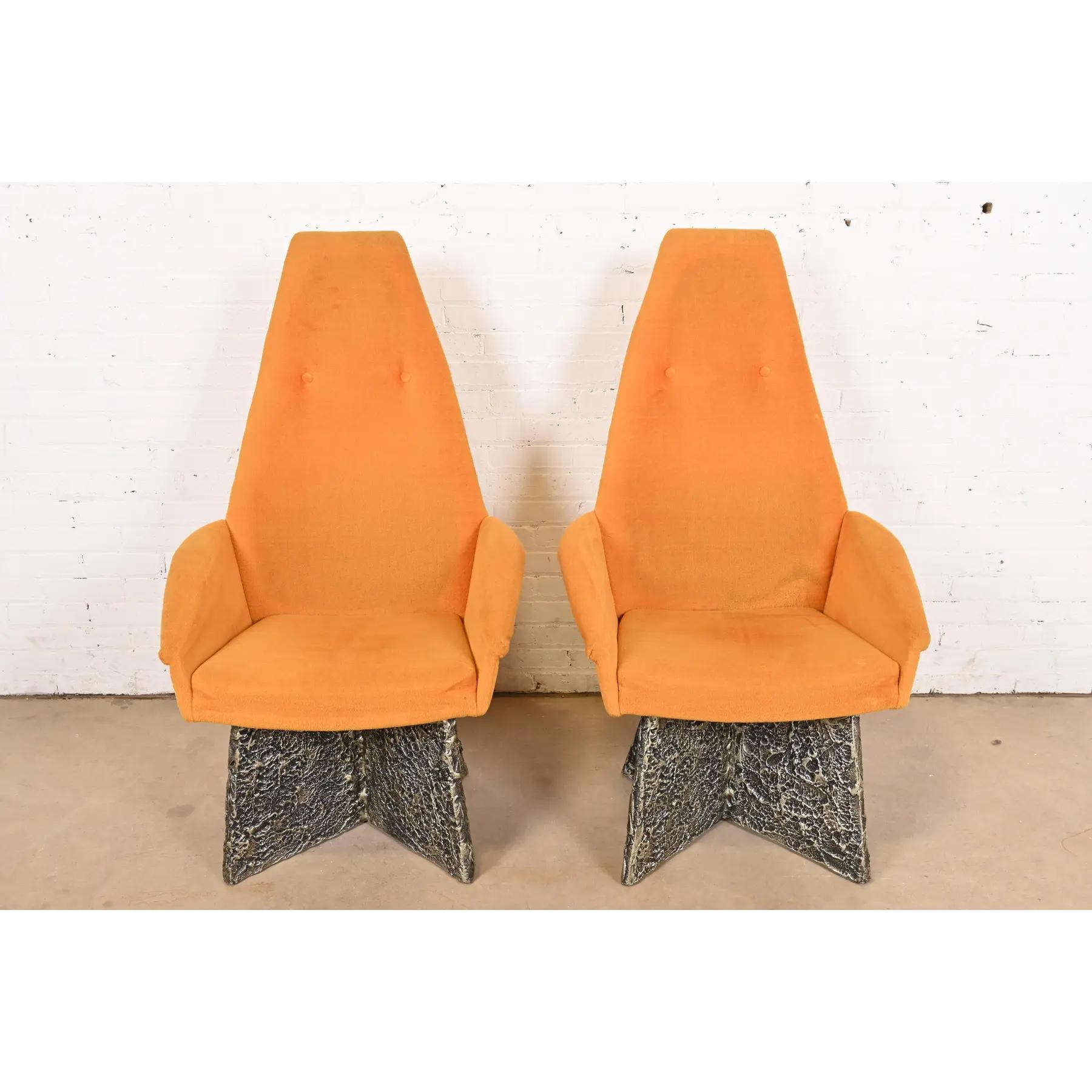 American Adrian Pearsall Mid-Century Modern Brutalist High Back Lounge Chairs, Pair